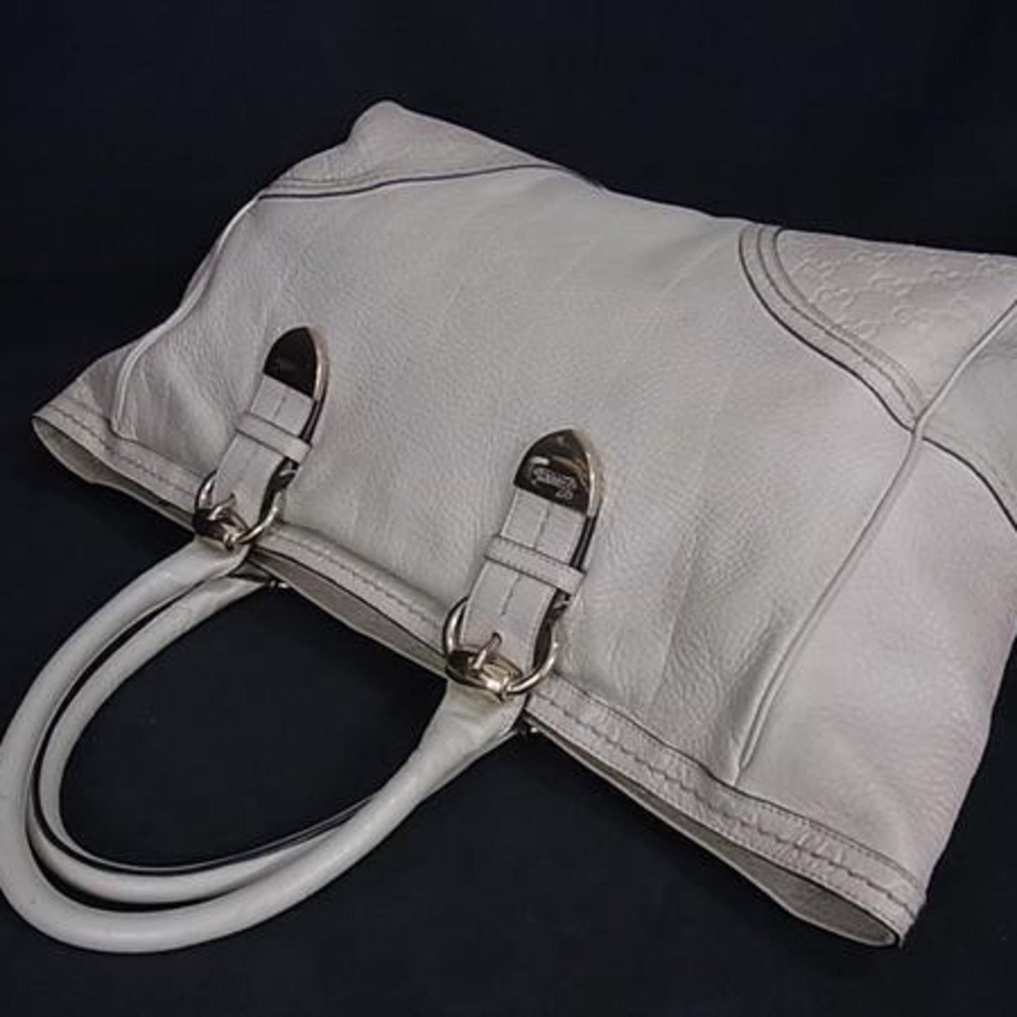 Gucci Light Beige Leather Handbag Shoulder Bag Tote Bag ( )