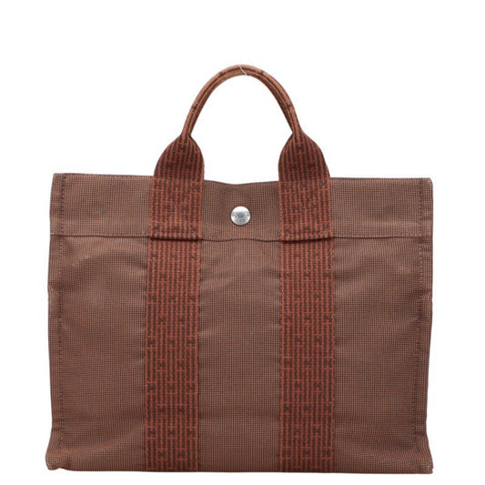 Hermes Her Line Brown Canvas Handbag Tote Bag ( )
