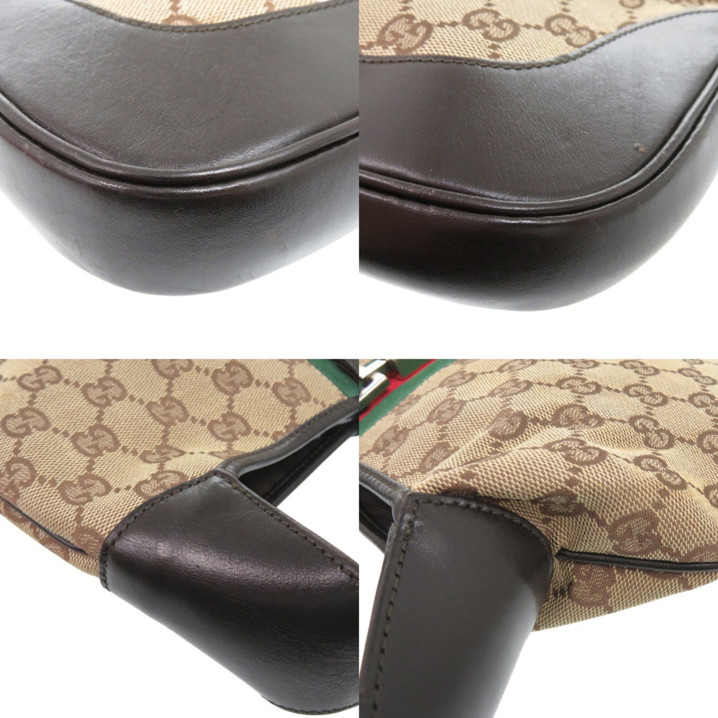 Gucci Beige Gg Canvas Leather Handbag Shoulder Bag ( )