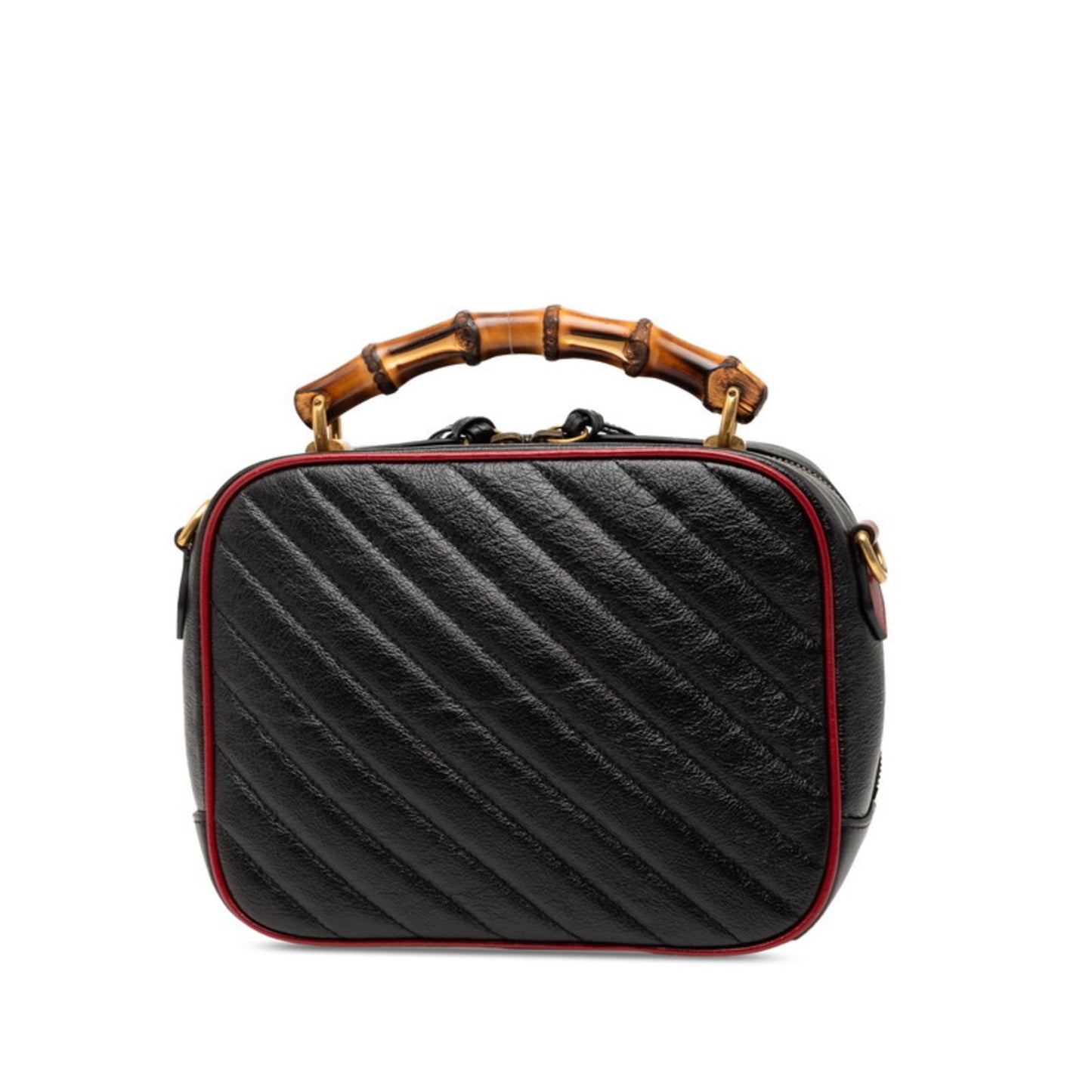 Gucci Black Red Color Leather Handbag Shoulder Bag ( )
