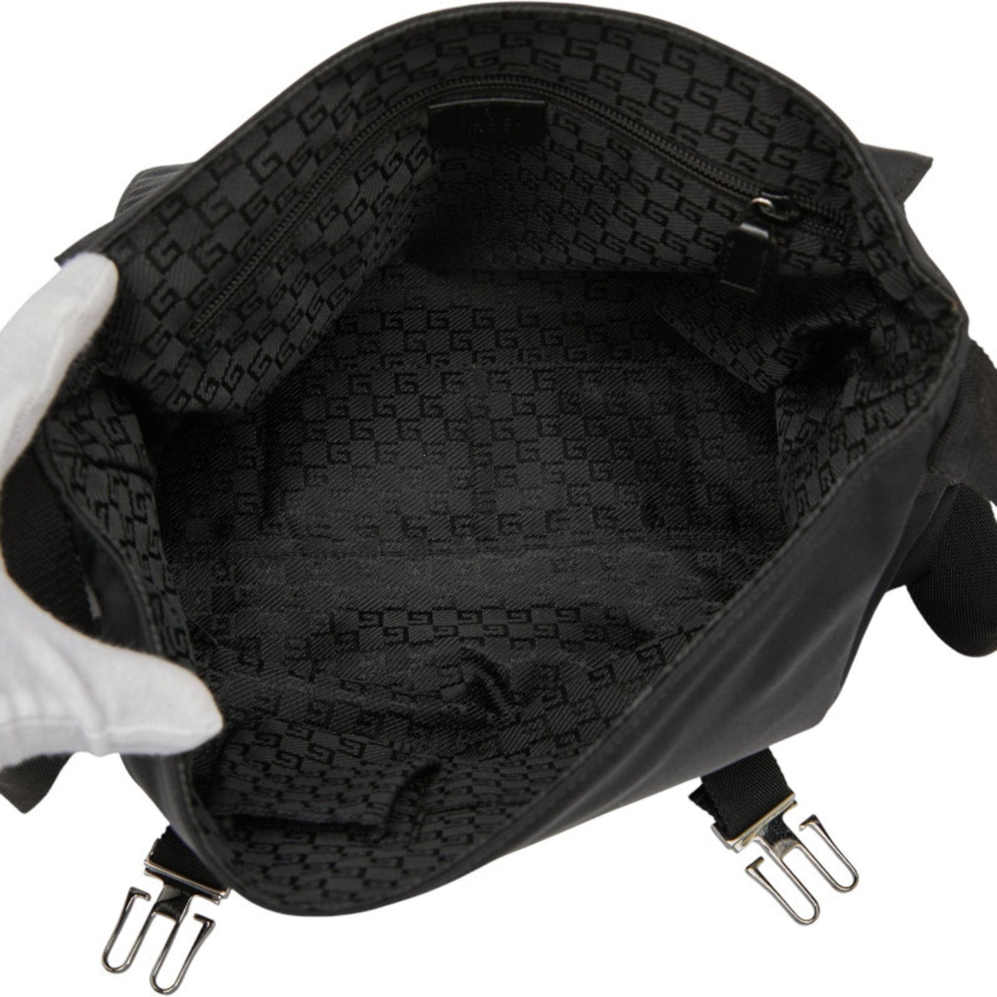 Gucci Black Nylon Leather Messenger Bag Shoulder Bag ( )