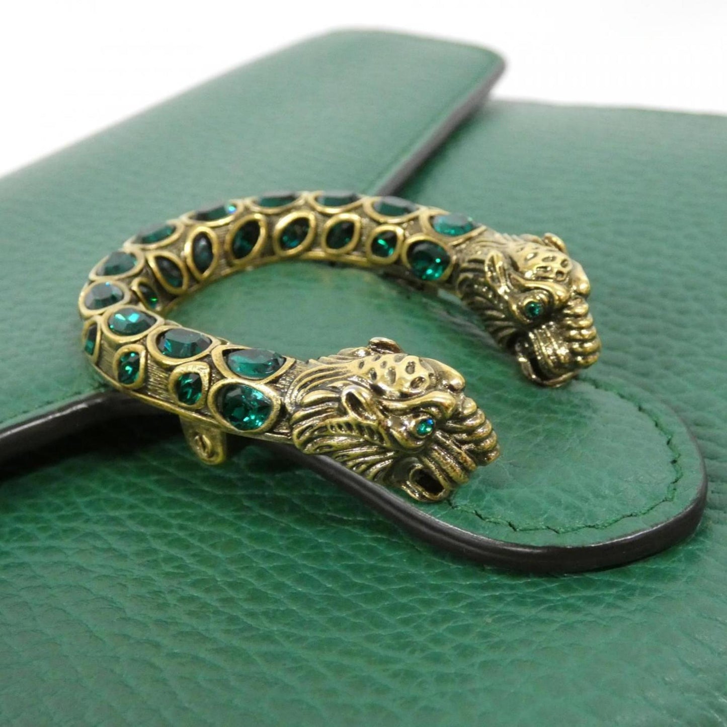 Gucci Emerald Green Leather Chain/Shoulder Wallet ( )