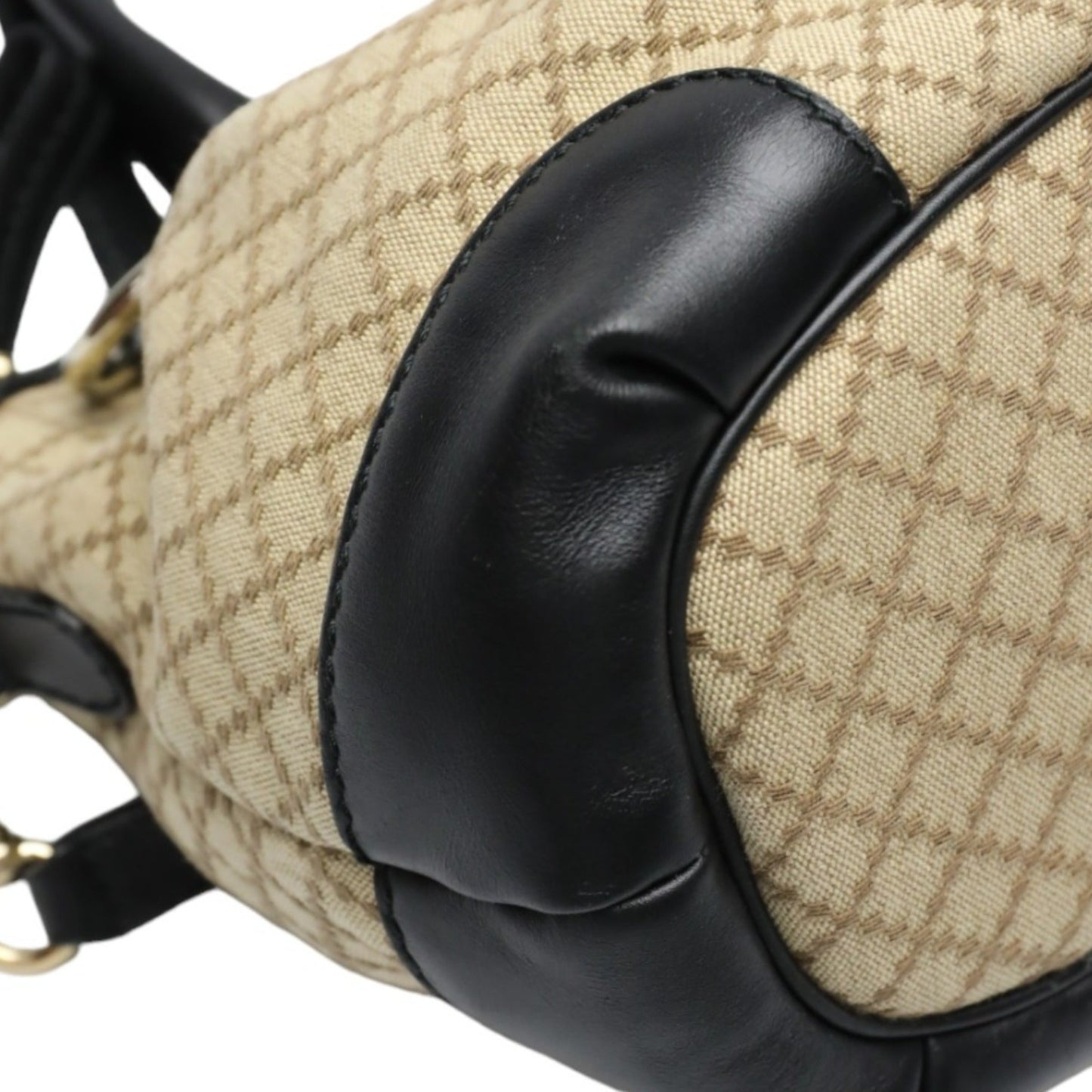 Gucci Beige Black Canvas Shoulder Bag ( )