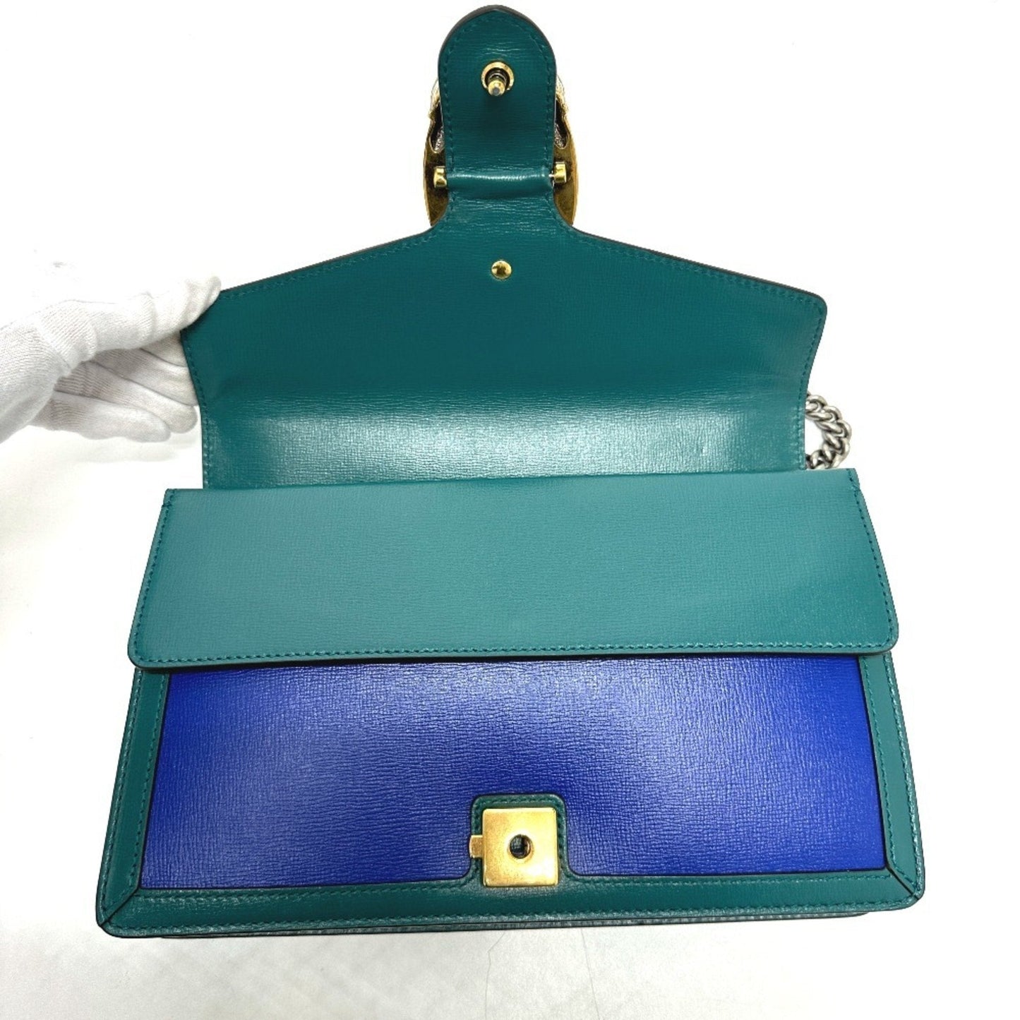Gucci Blue Green Leather Shoulder Bag ( )