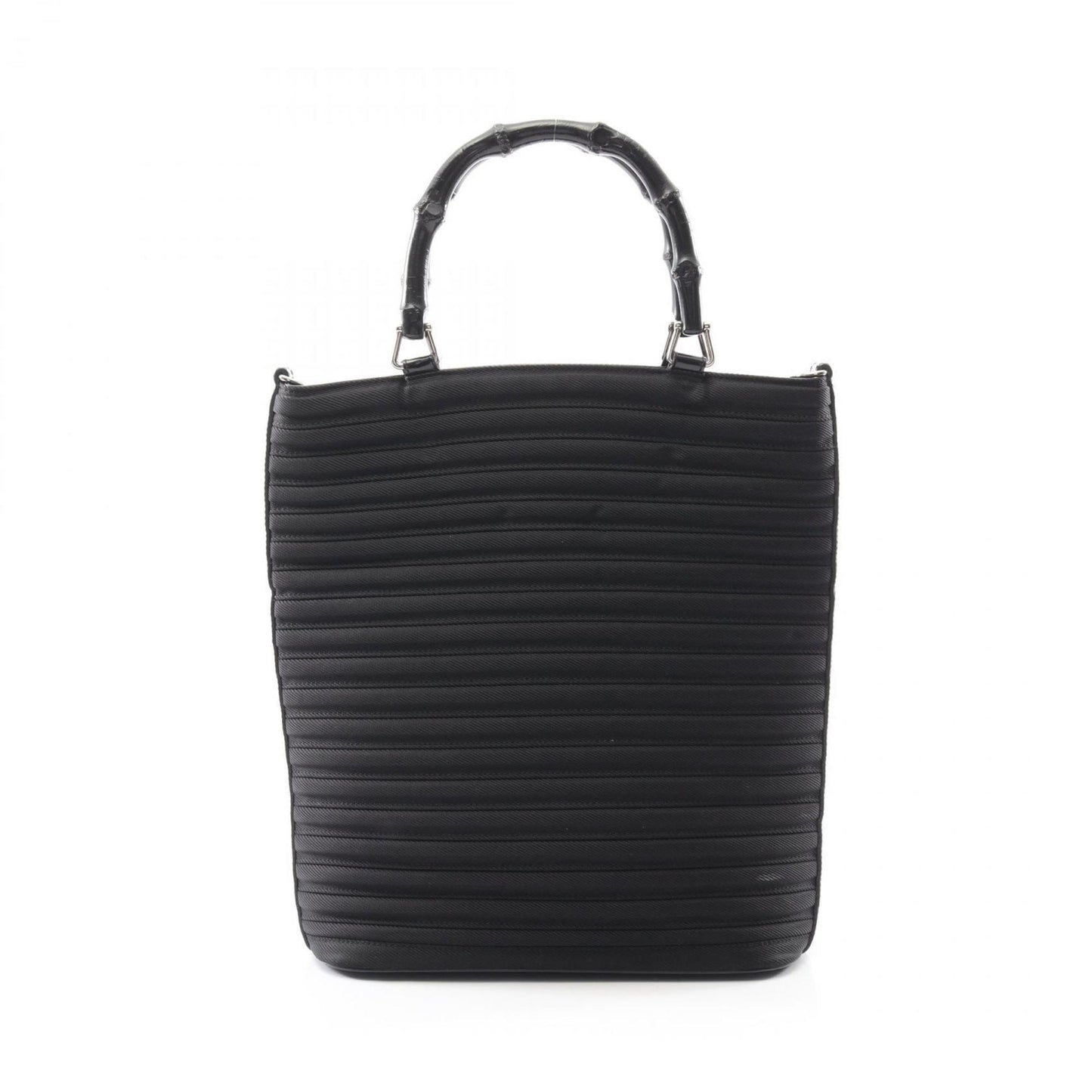 Gucci Black Leather Nylon Canvas Handbag ( )