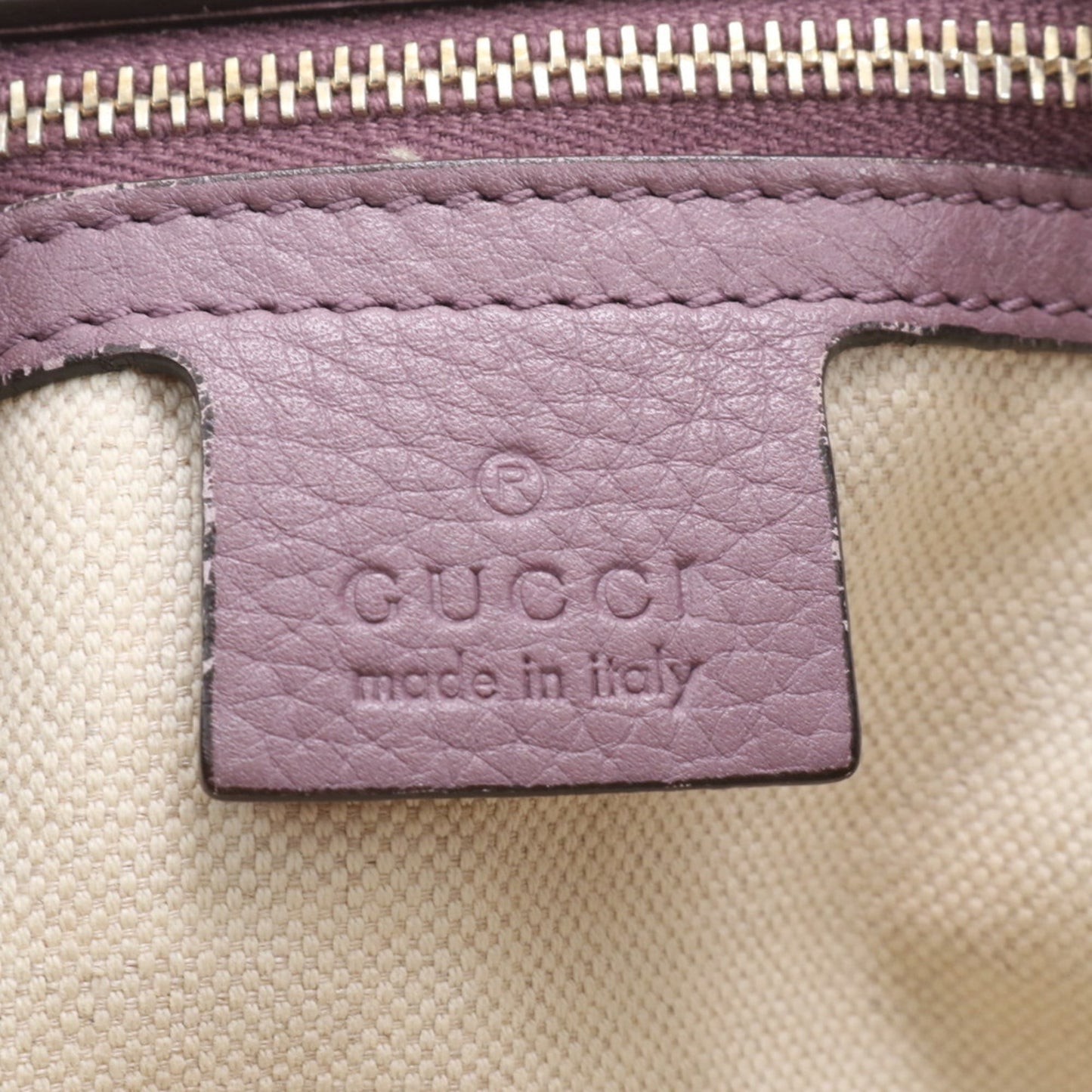 Gucci Brown Purple Leather Canvas Tote Bag ( )