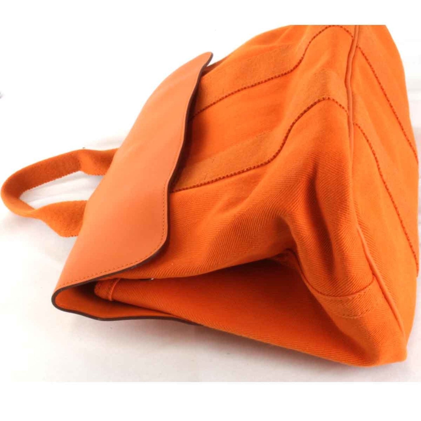 Hermes Orange Leather Canvas Handbag ( )