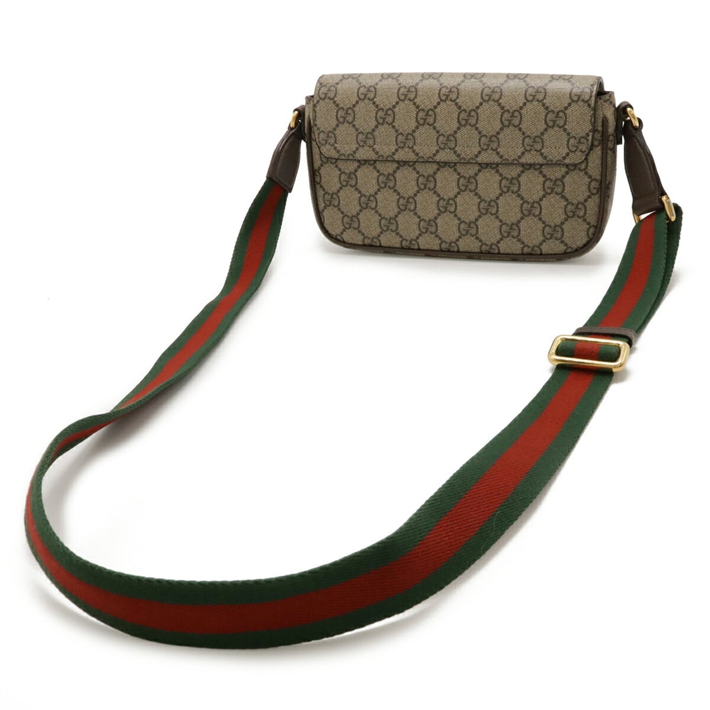Gucci Sherry Line Beige Green Red Color Gg Supreme Leather Pochette Shoulder Bag ( )