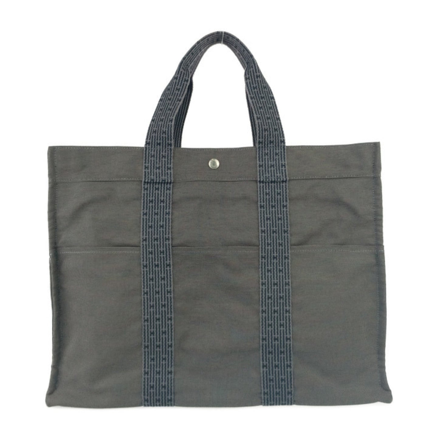 Hermes Her Line Gray Canvas Handbag Tote Bag ( )