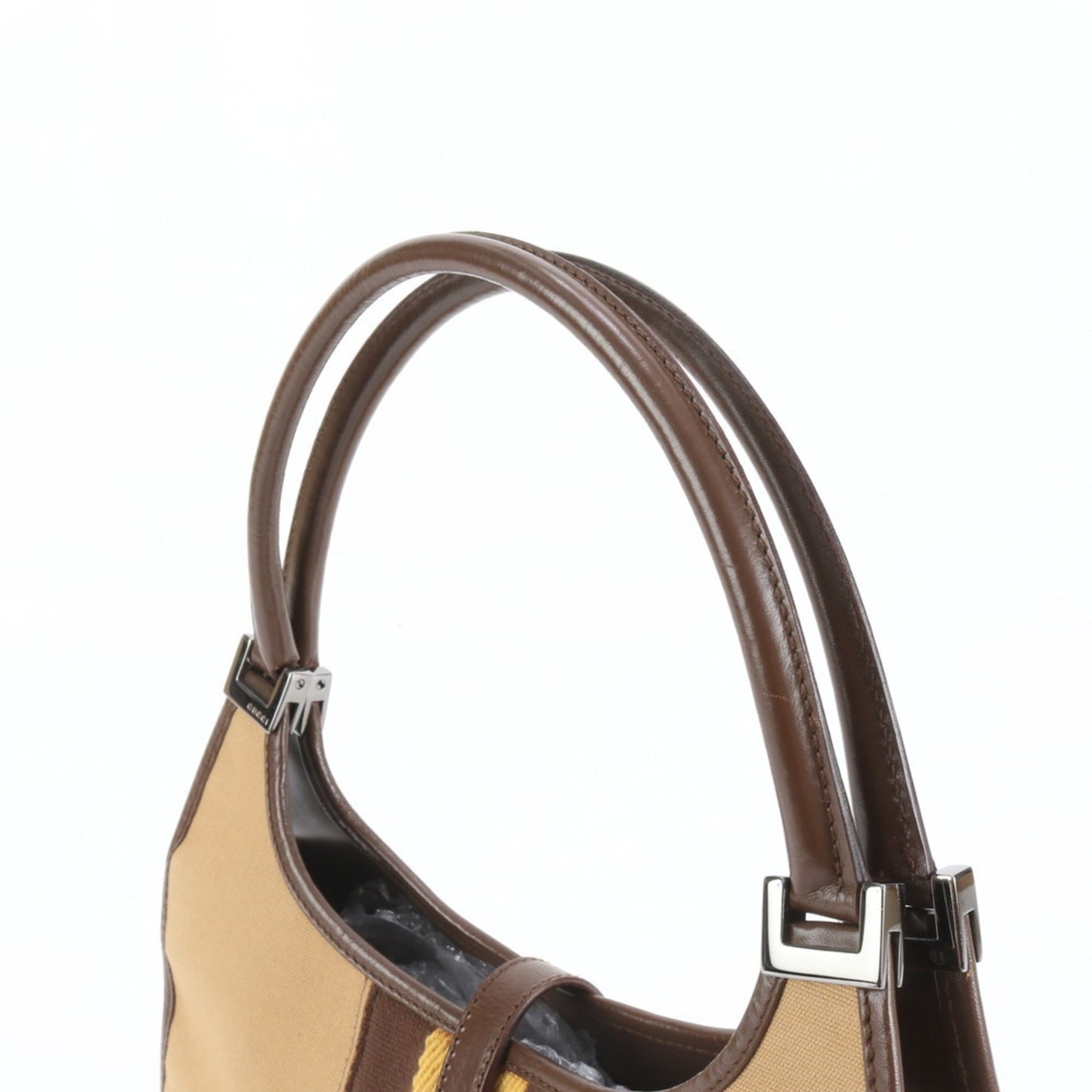 Gucci Brown Leather Canvas Shoulder Bag ( )