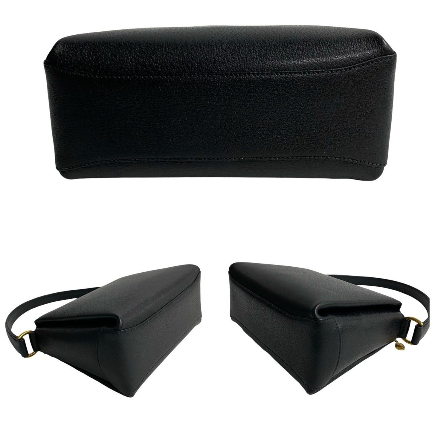 Gucci Black Leather Handbag Tote Bag ( )