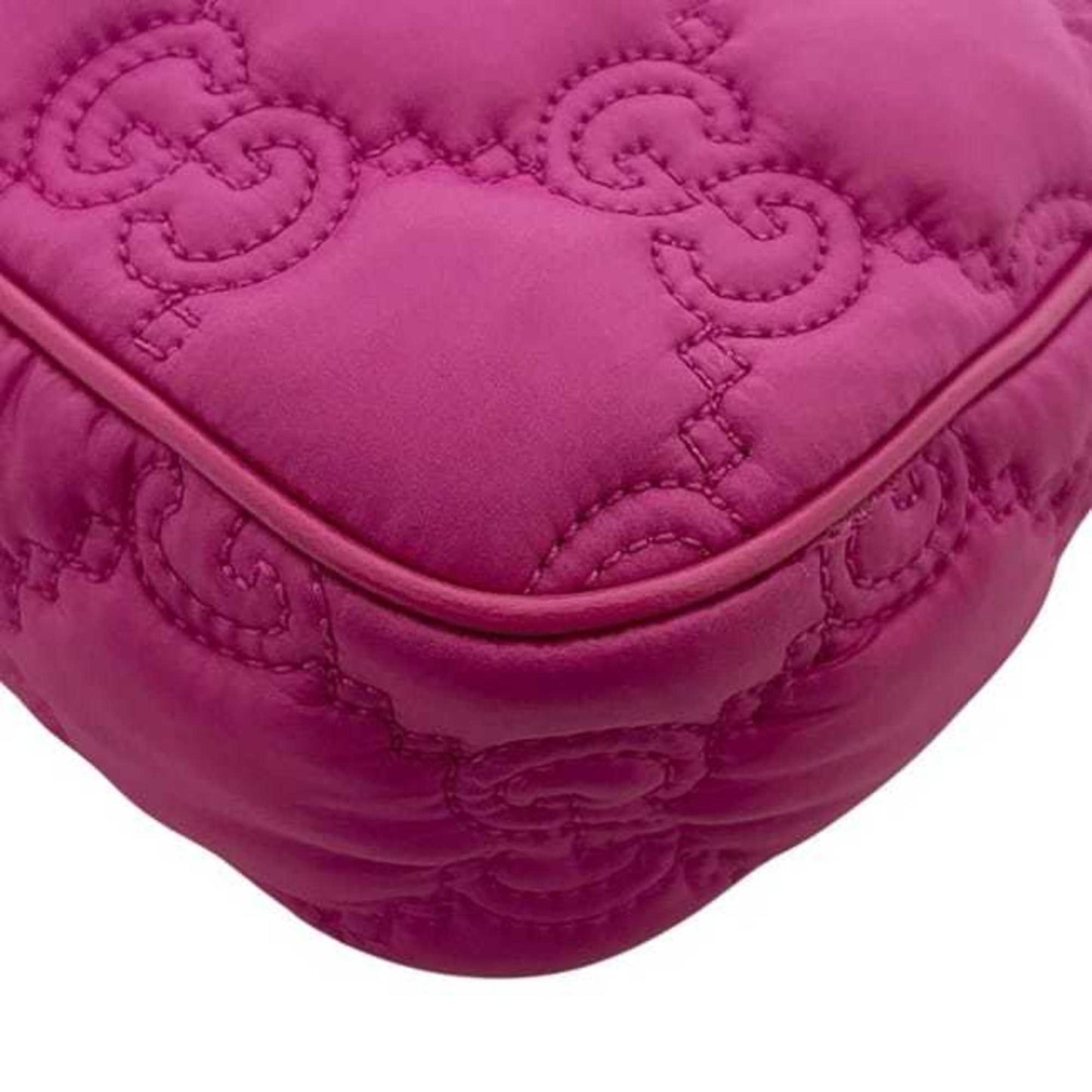 Gucci Pink Nylon Leather Canvas Shoulder Bag ( )