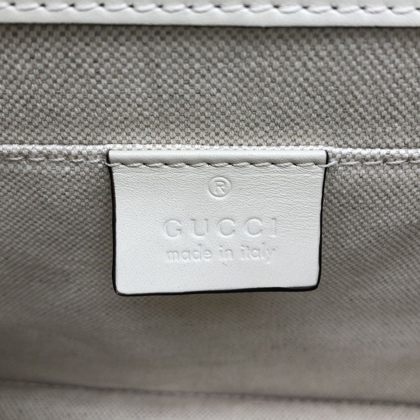 Gucci Ivory Navy Red Color Bamboo Leather Handbag ( )