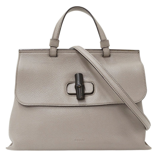 Gucci Gray Leather Handbag Shoulder Bag ( )