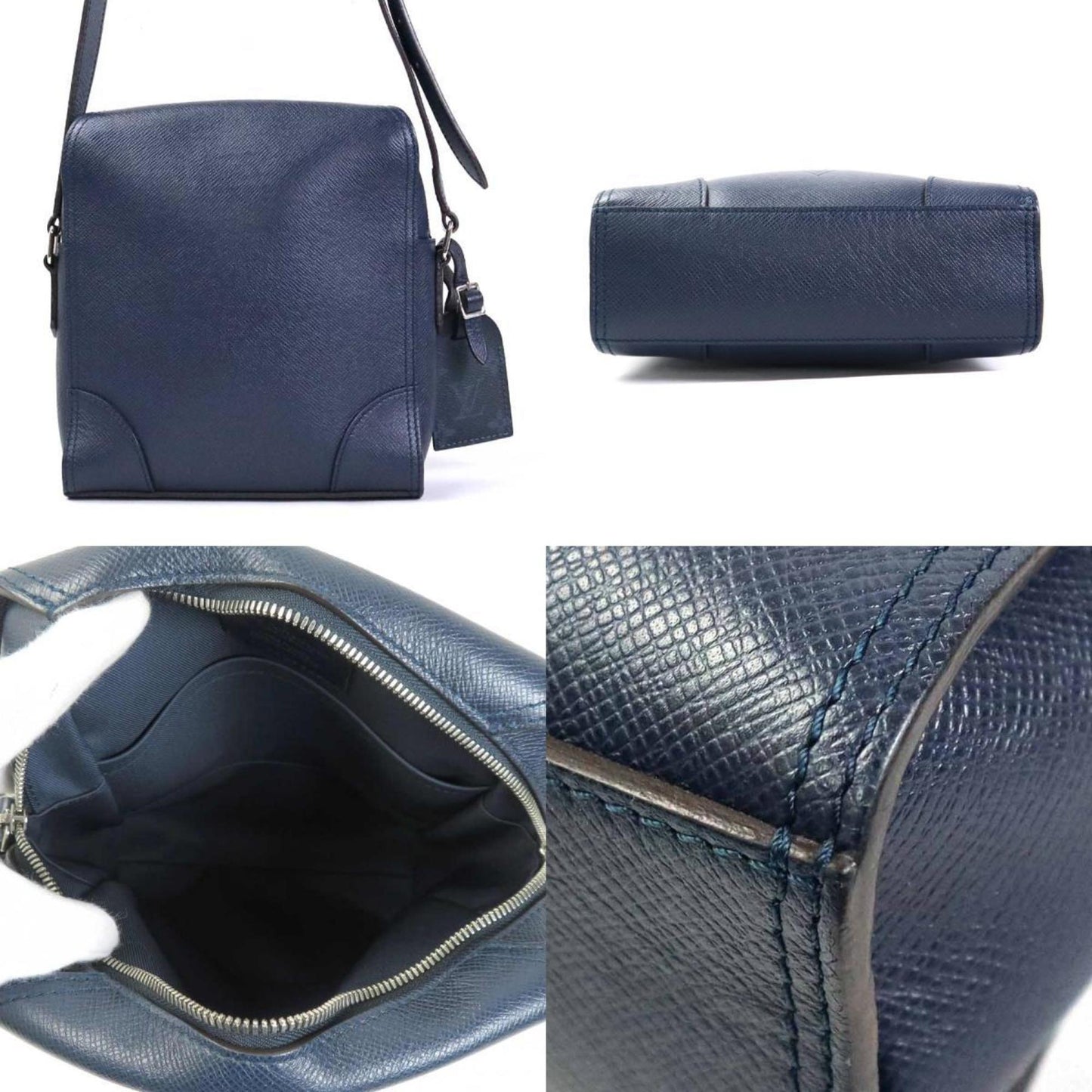 LOUIS VUITTON Crossbody Shoulder Bag Taiga Nikolai Messenger PM Indigo Blue Men's