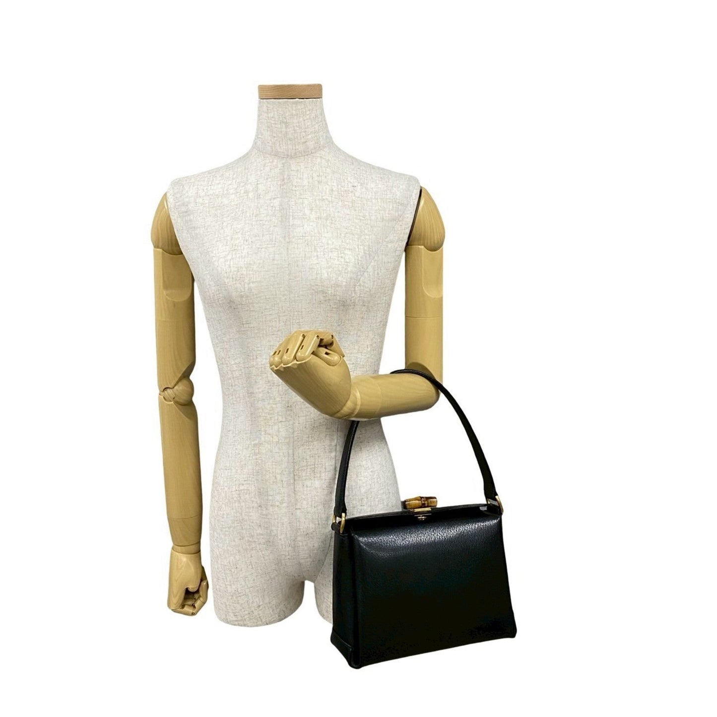 Gucci Black Leather Handbag Tote Bag ( )