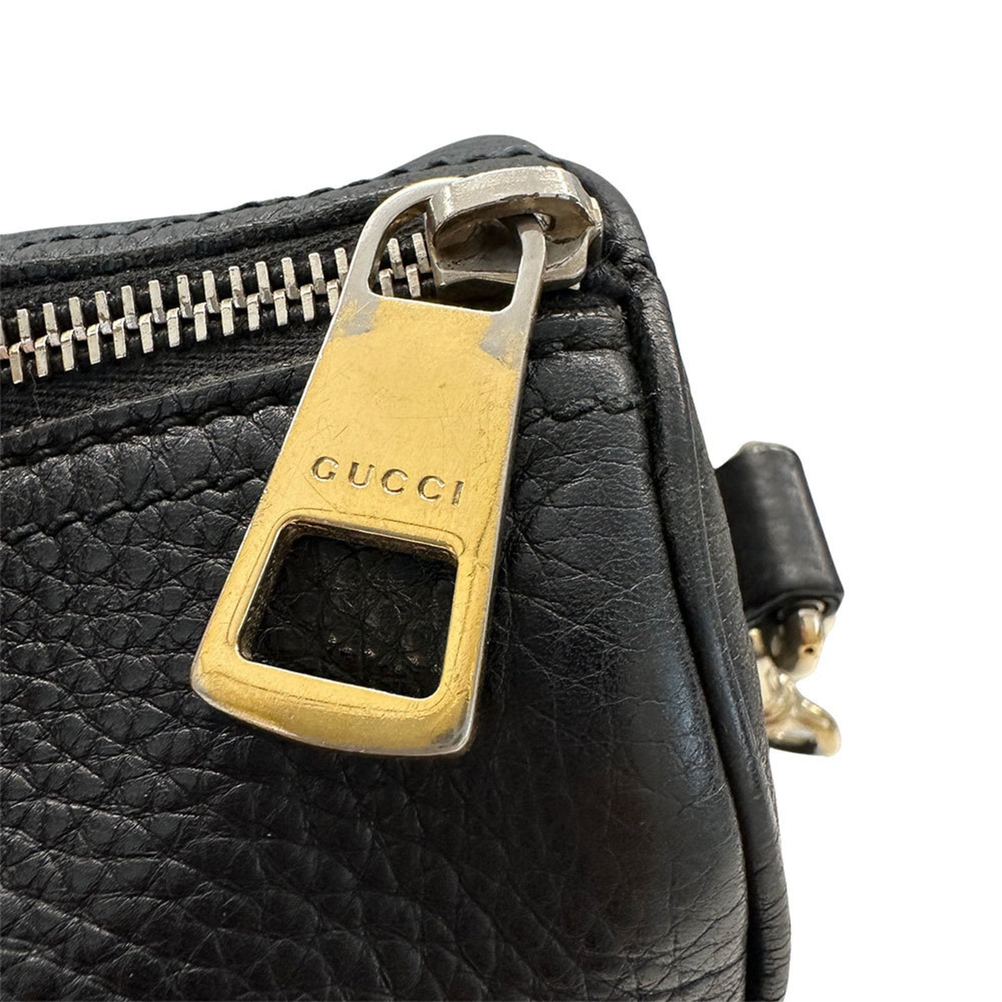 Gucci Black Leather Handbag Shoulder Bag ( )