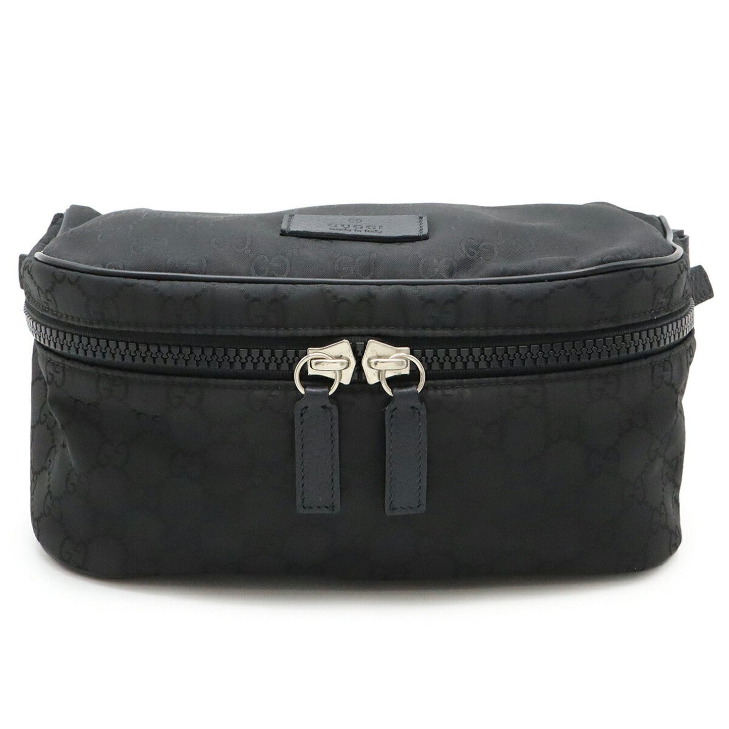 Gucci Black Gray Nylon Leather Pouch Shoulder Bag Sling Bag ( )