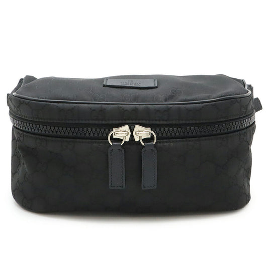Gucci Black Gray Nylon Leather Pouch Shoulder Bag Sling Bag ( )