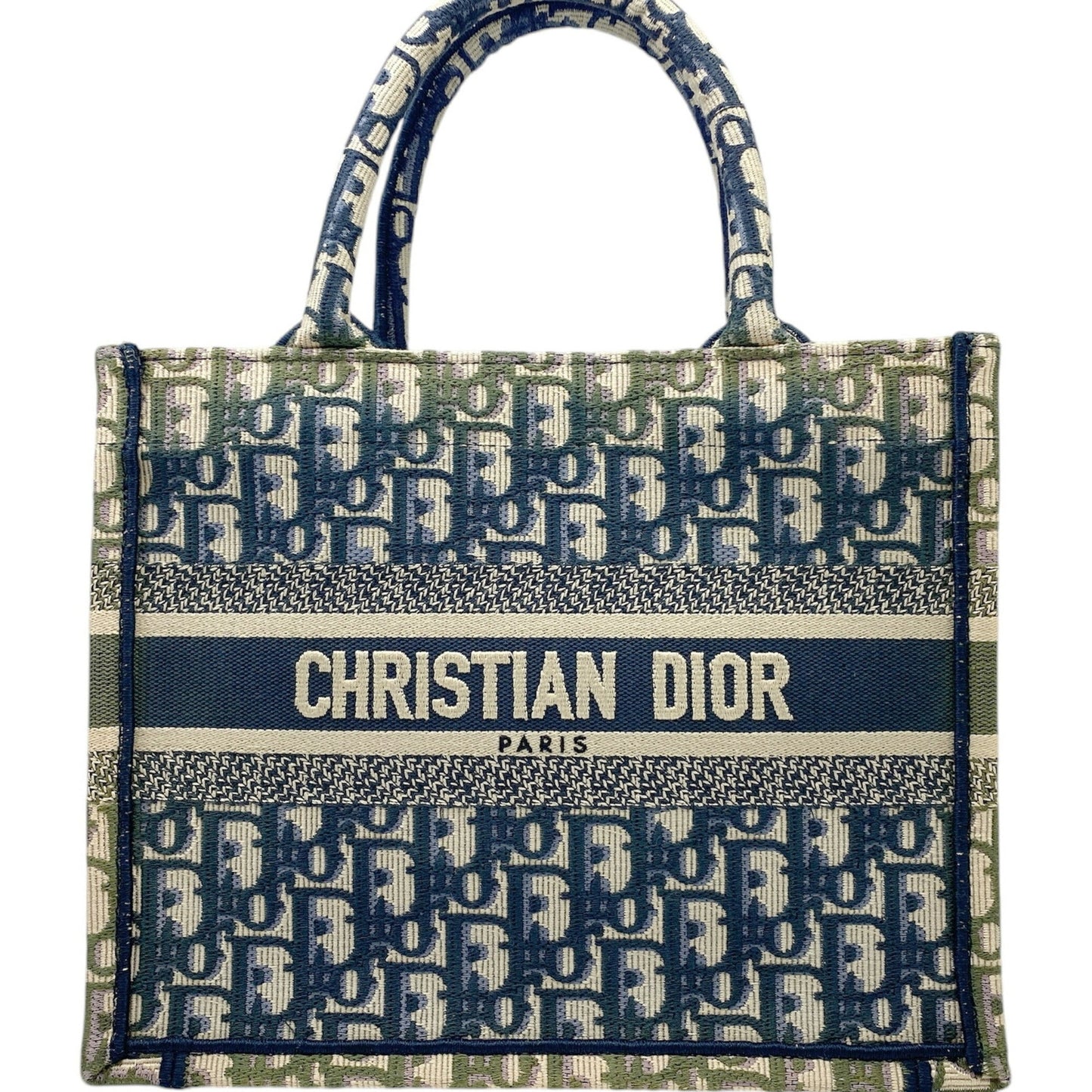 Christian Dior Khaki Navy Pink Canvas Handbag Tote Bag ()