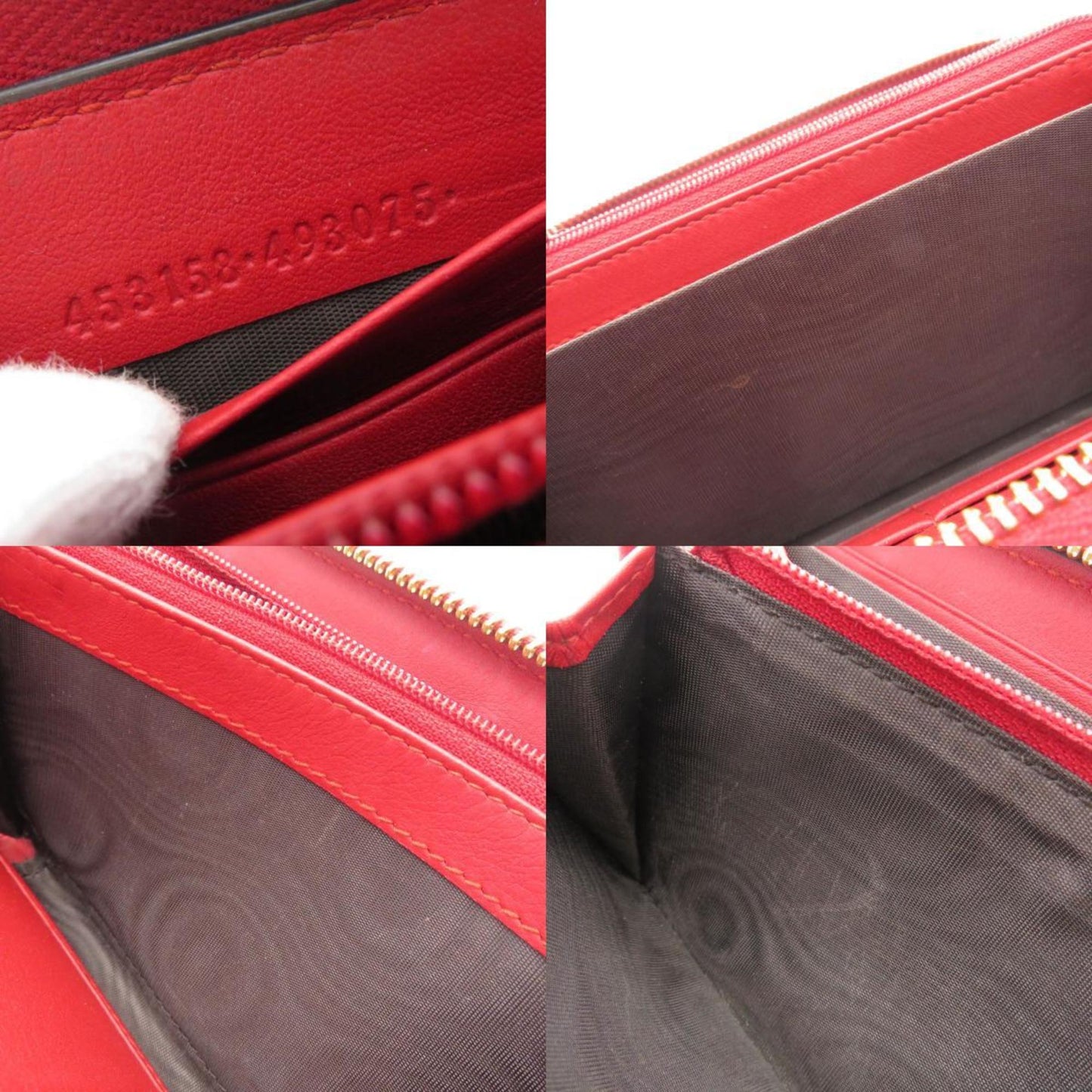 Gucci Red Color Leather Long Wallet (Bi-Fold) ( )