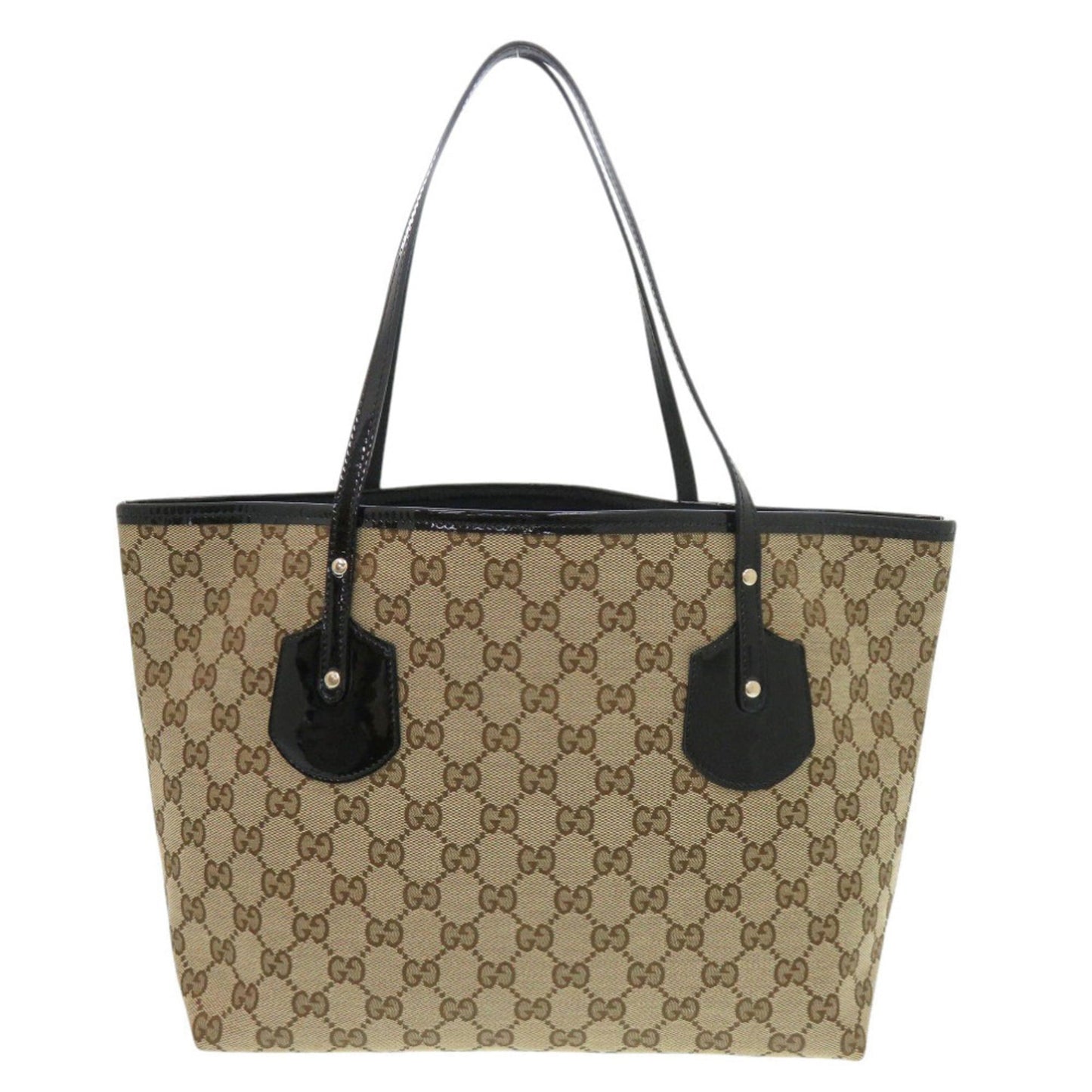 Gucci Beige Black Gg Canvas Tote Bag ( )