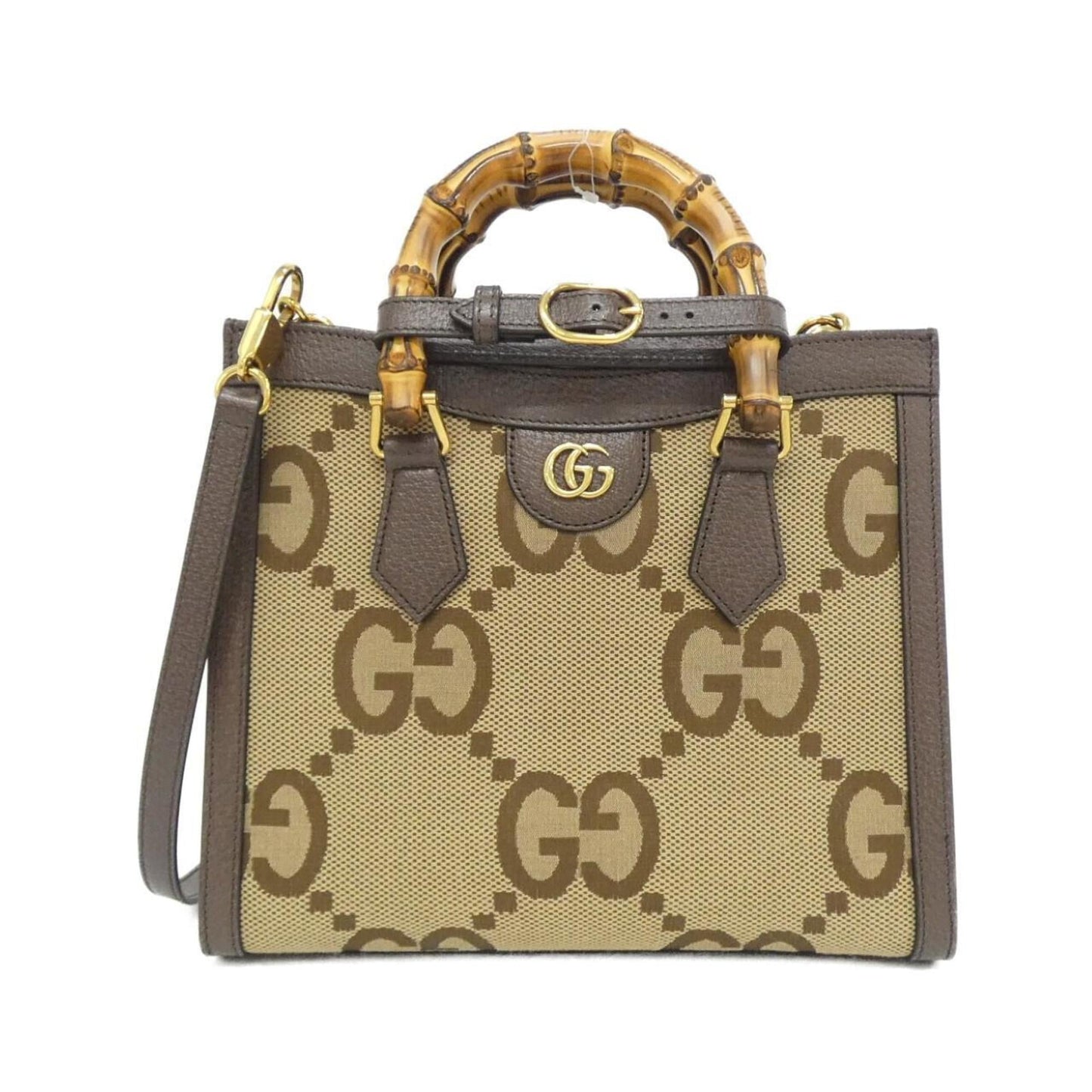 Gucci Gg Canvas Brown Camel Gg Canvas Leather Handbag ( )