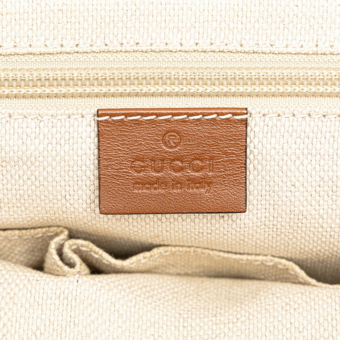 Gucci Beige Brown Canvas Leather Shoulder Bag ( )