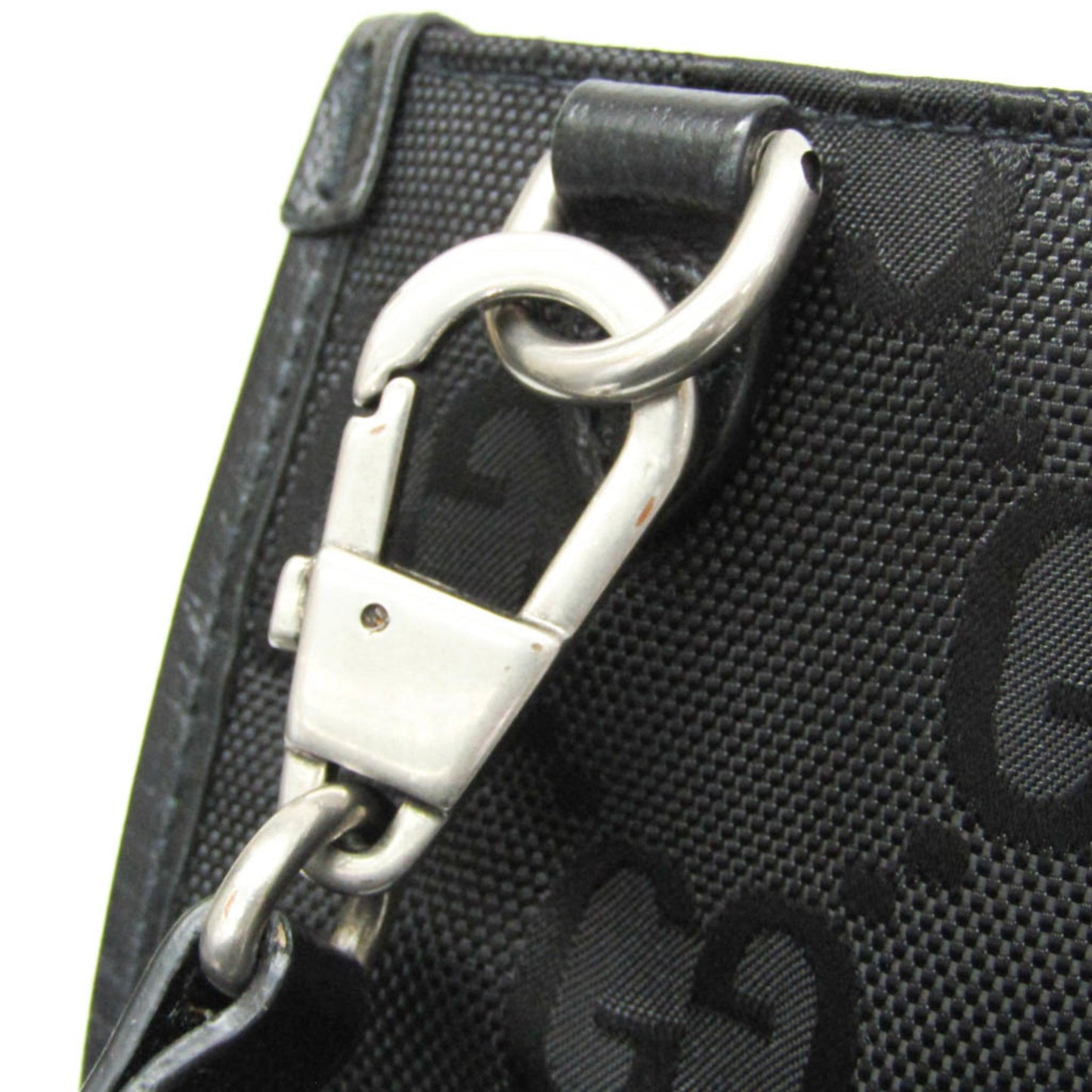 Gucci Black Nylon Canvas Leather Handbag Shoulder Bag ( )