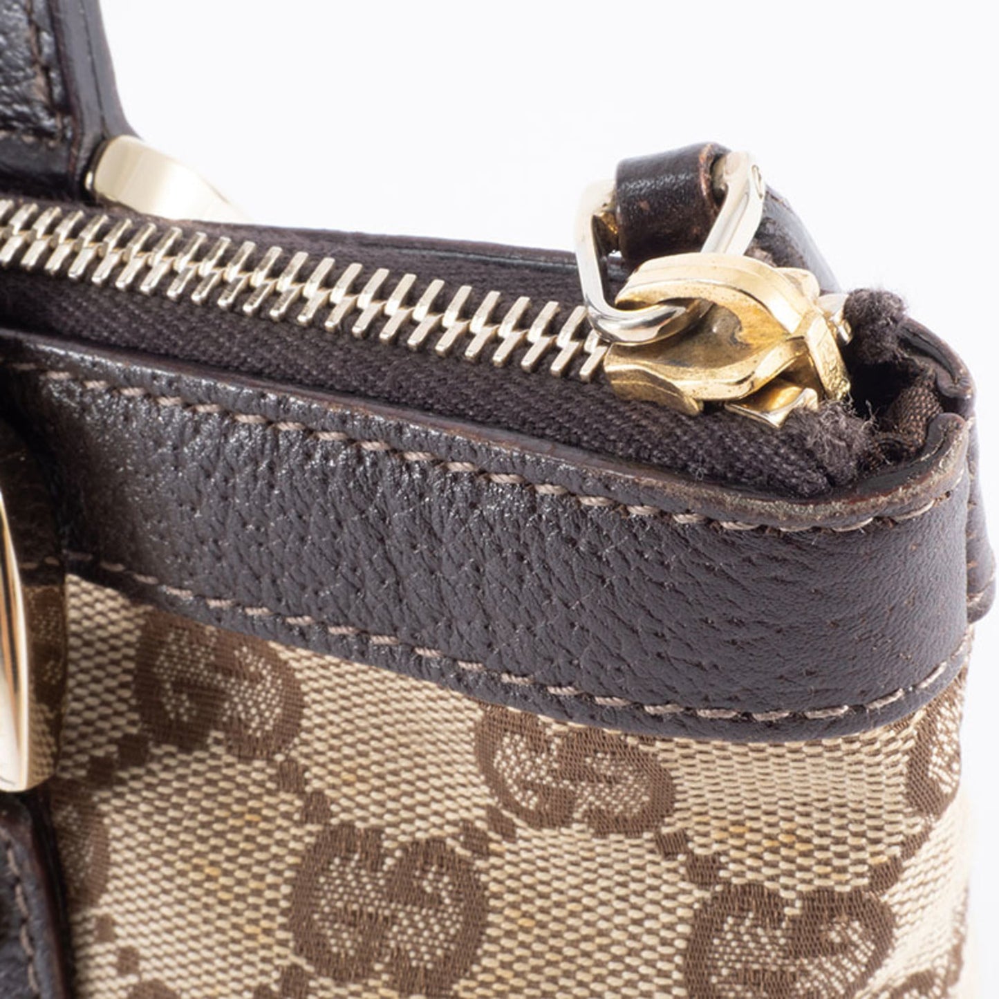 Gucci Gg Canvas Beige Brown Gg Canvas Leather Tote Bag ( )
