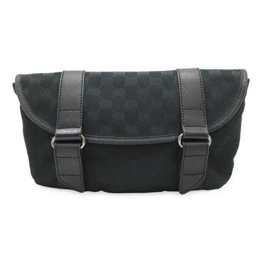 Gucci Black Gg Canvas Leather Pouch Sling Bag ( )