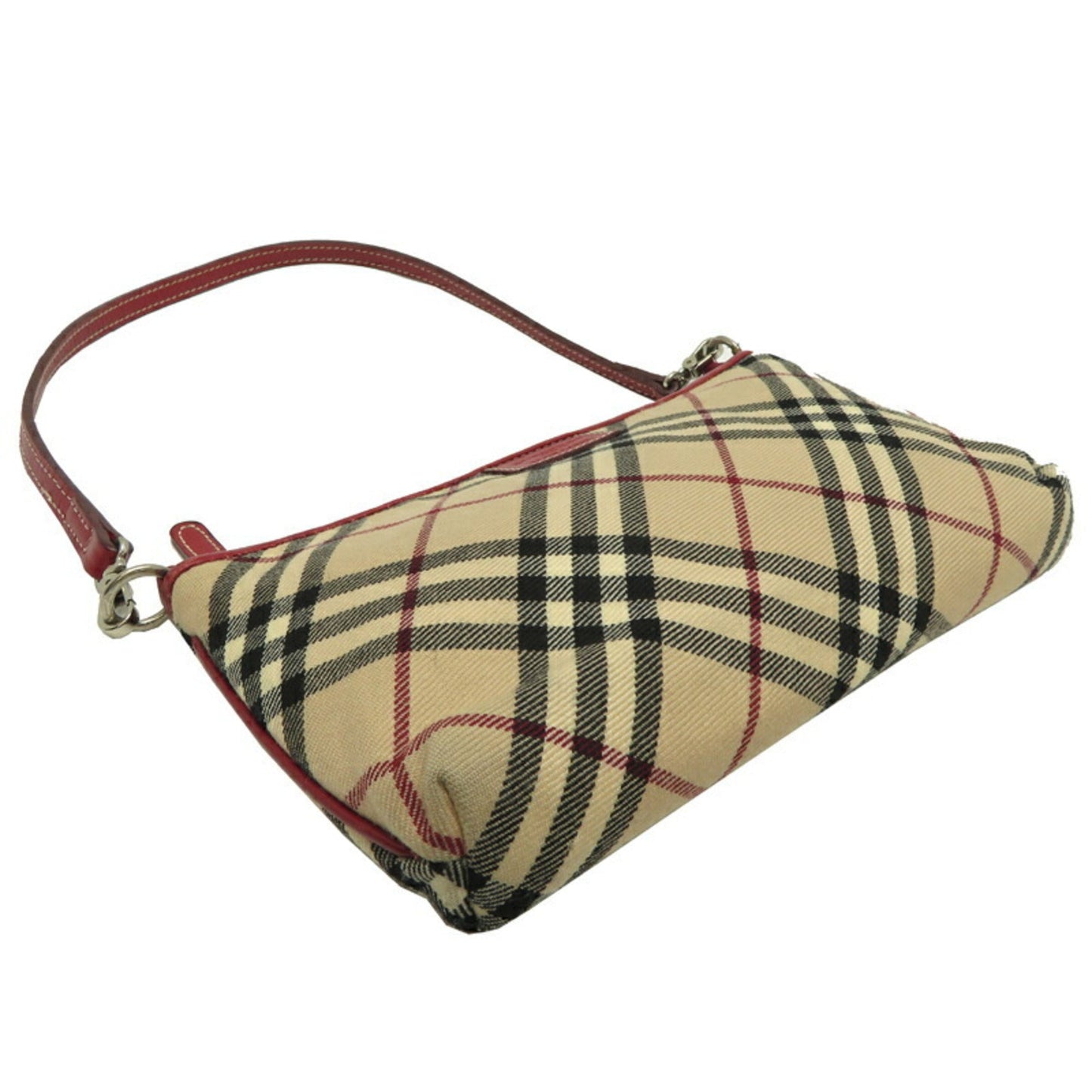 Burberry Blue Label Beige Red Color Felt Leather Shoulder Bag ( )
