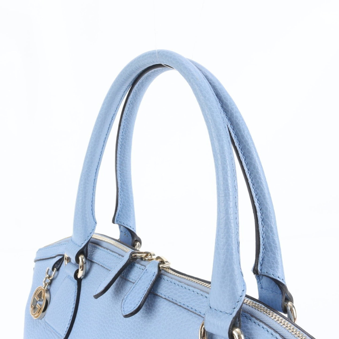 Gucci Light Blue Leather Handbag Tote Bag ( )