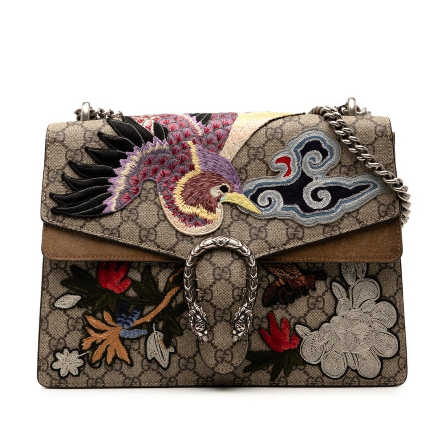Gucci Beige Multi-Color Pvc Suede Handbag Shoulder Bag ( )