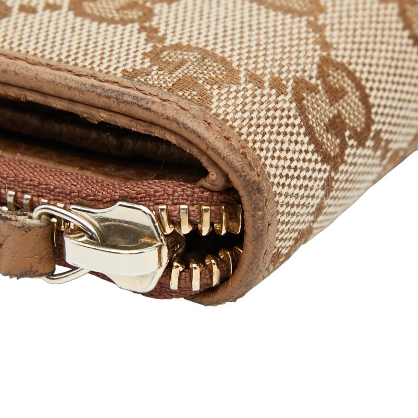 Gucci Beige Brown Canvas Leather Wallet (Bi-Fold) ( )