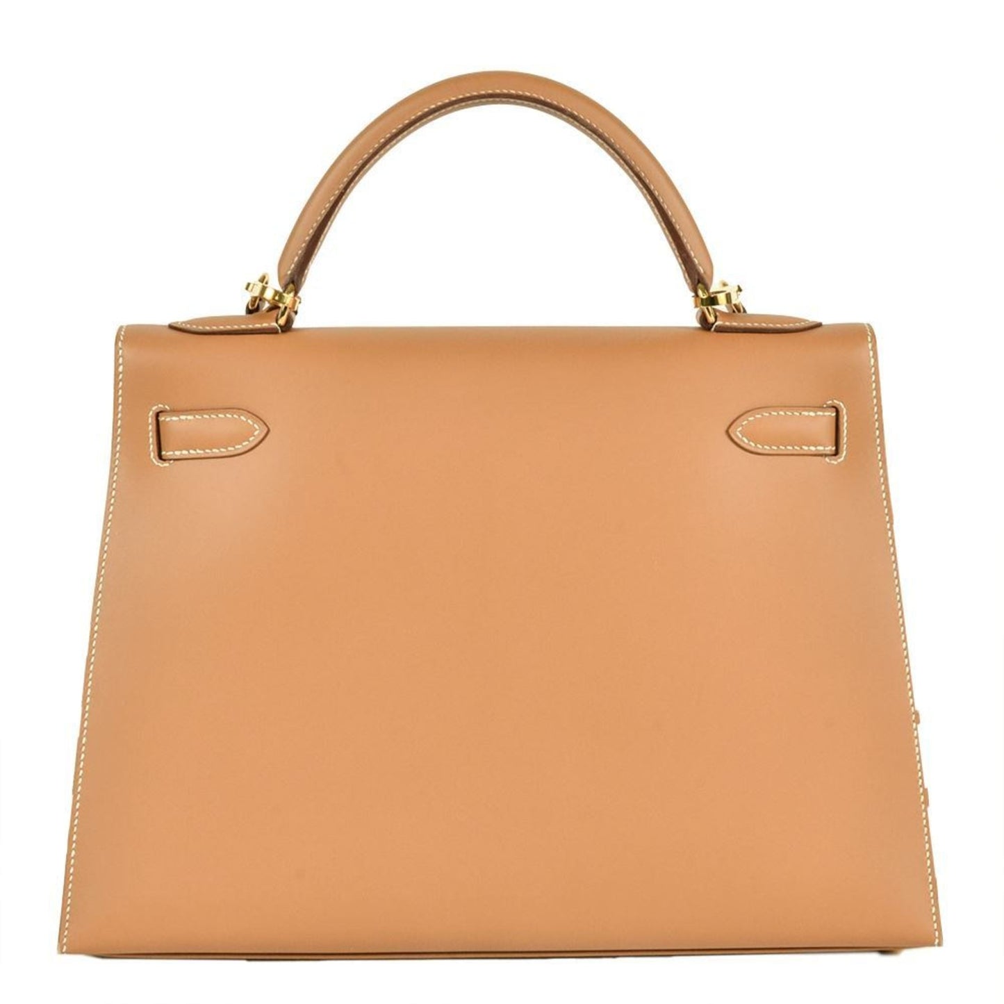 Hermes Kelly Brown Natural Box Calf Leather Handbag ( )