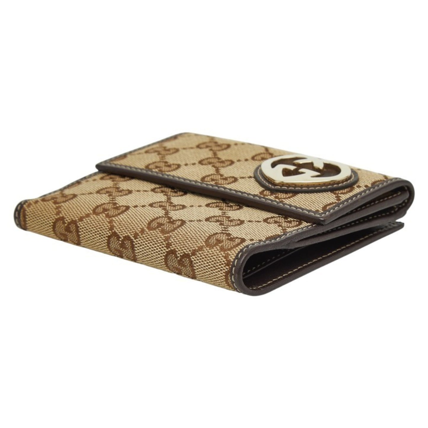 Gucci Beige Brown Canvas Leather Wallet (Bi-Fold) ( )