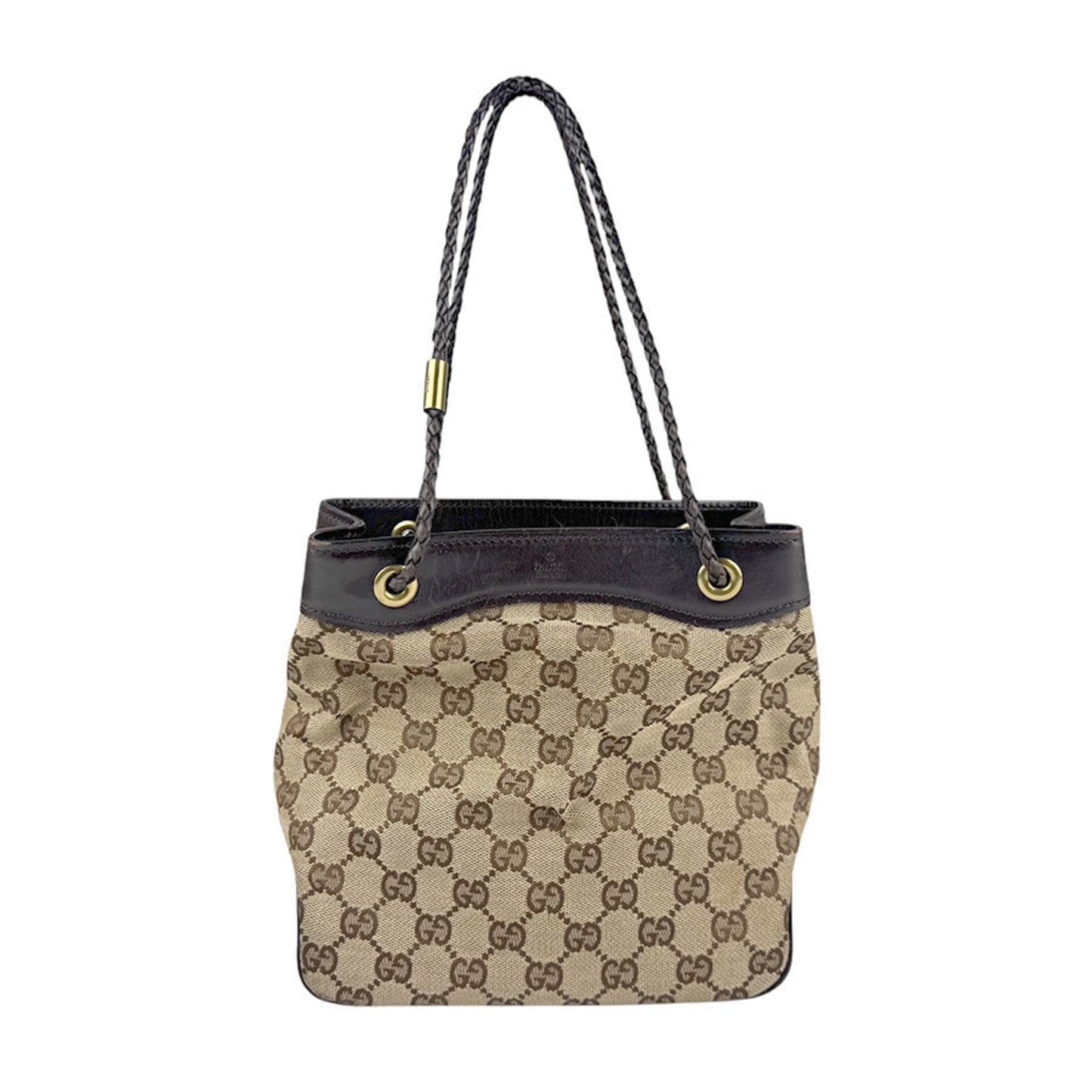 Gucci Gg Canvas Beige Brown Gg Canvas Leather Handbag ( )