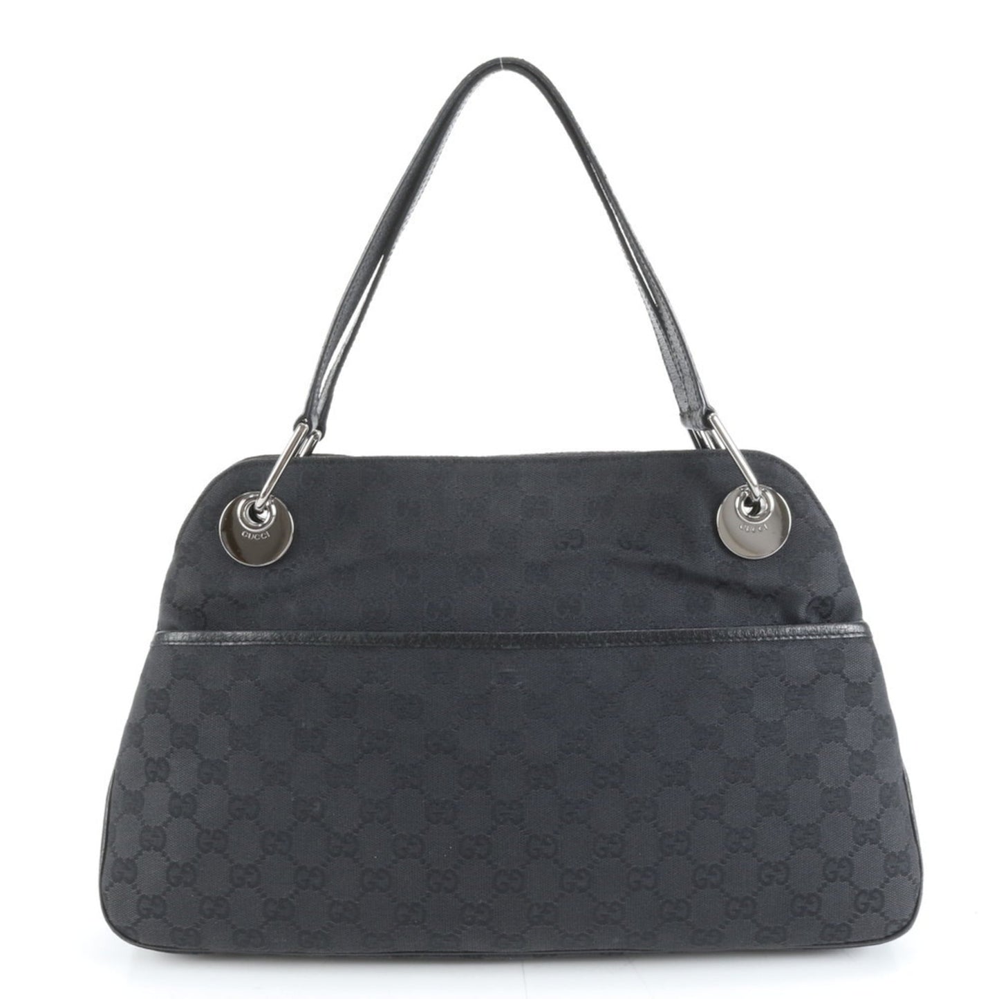 Gucci Black Leather Canvas Tote Bag ( )
