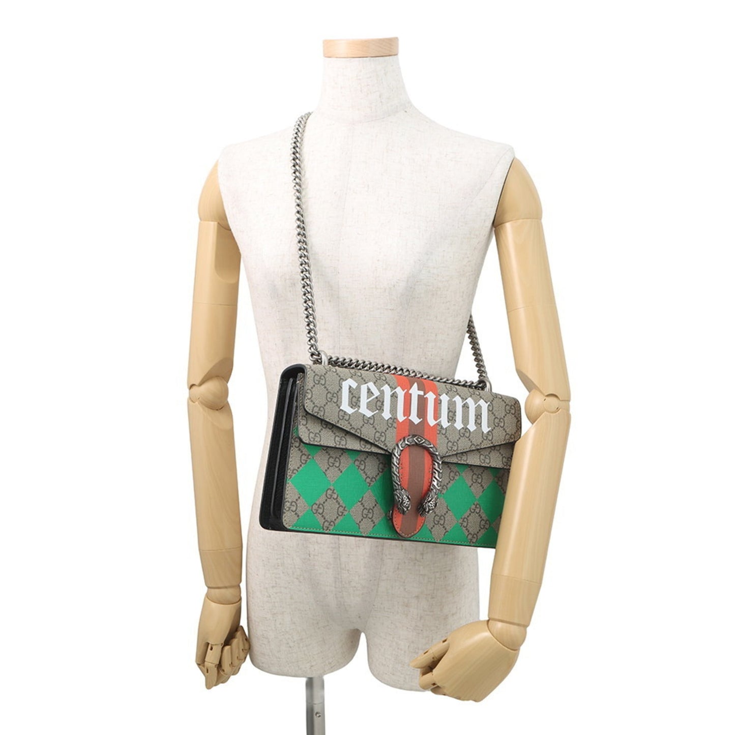 Gucci Beige Green Red Color Leather Gg Supreme Shoulder Bag ( )