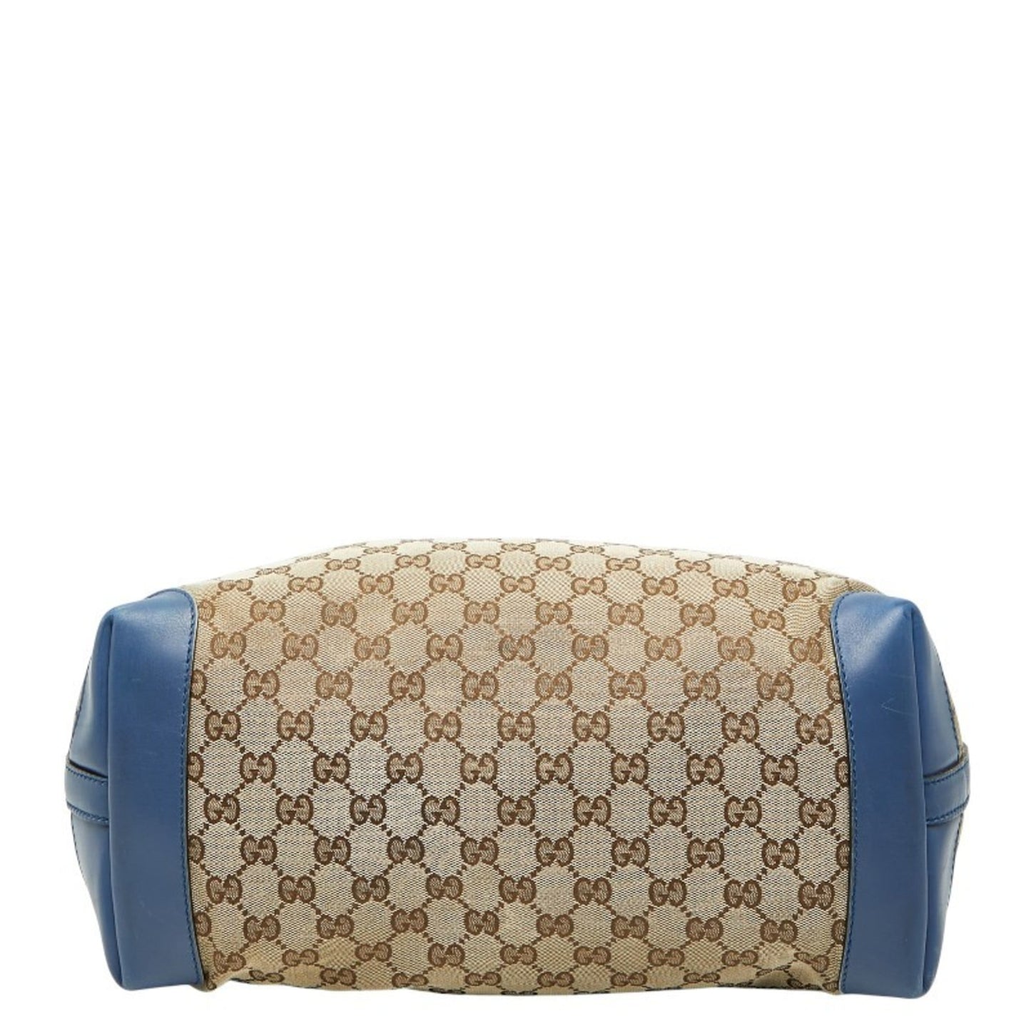 Gucci Beige Blue Canvas Leather Tote Bag ( )