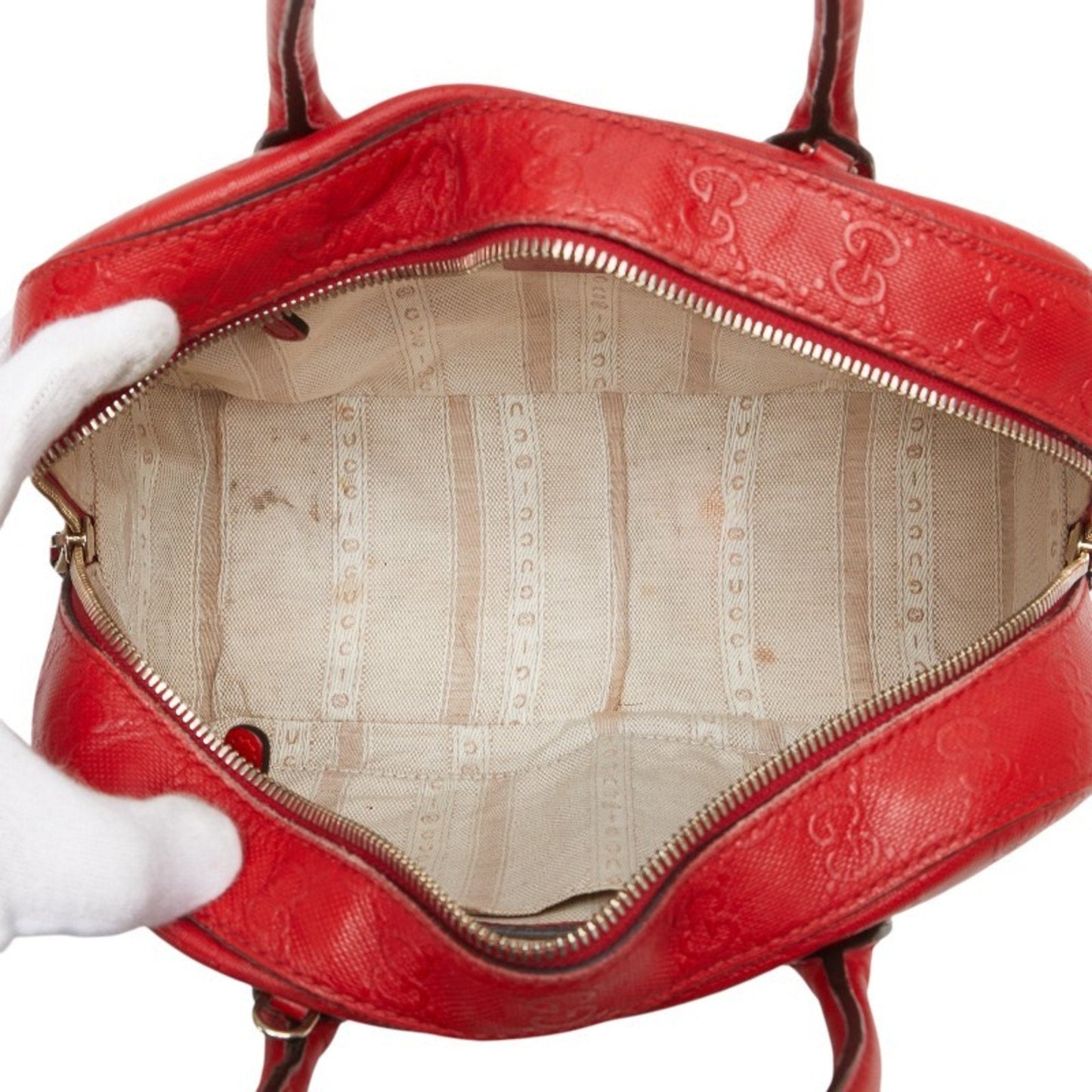 Gucci Red Color Leather Handbag Shoulder Bag ( )