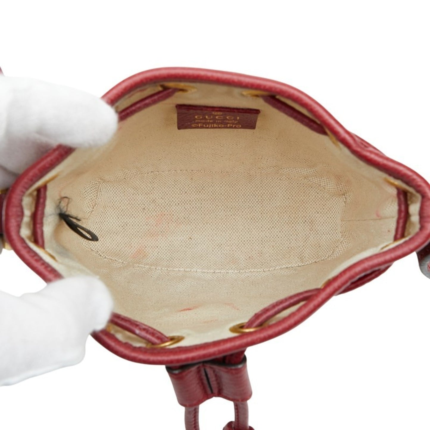 Gucci Beige Red Color Pvc Leather Shoulder Bag ( )
