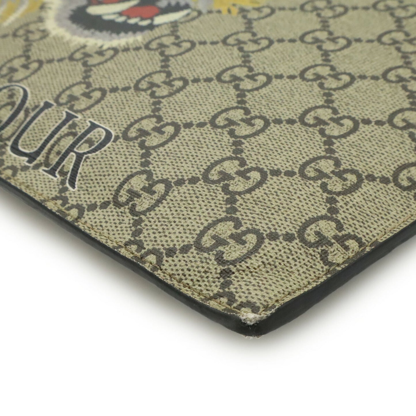 Gucci Beige Khaki Multi-Color Yellow Gg Supreme Clutch Bag ( )