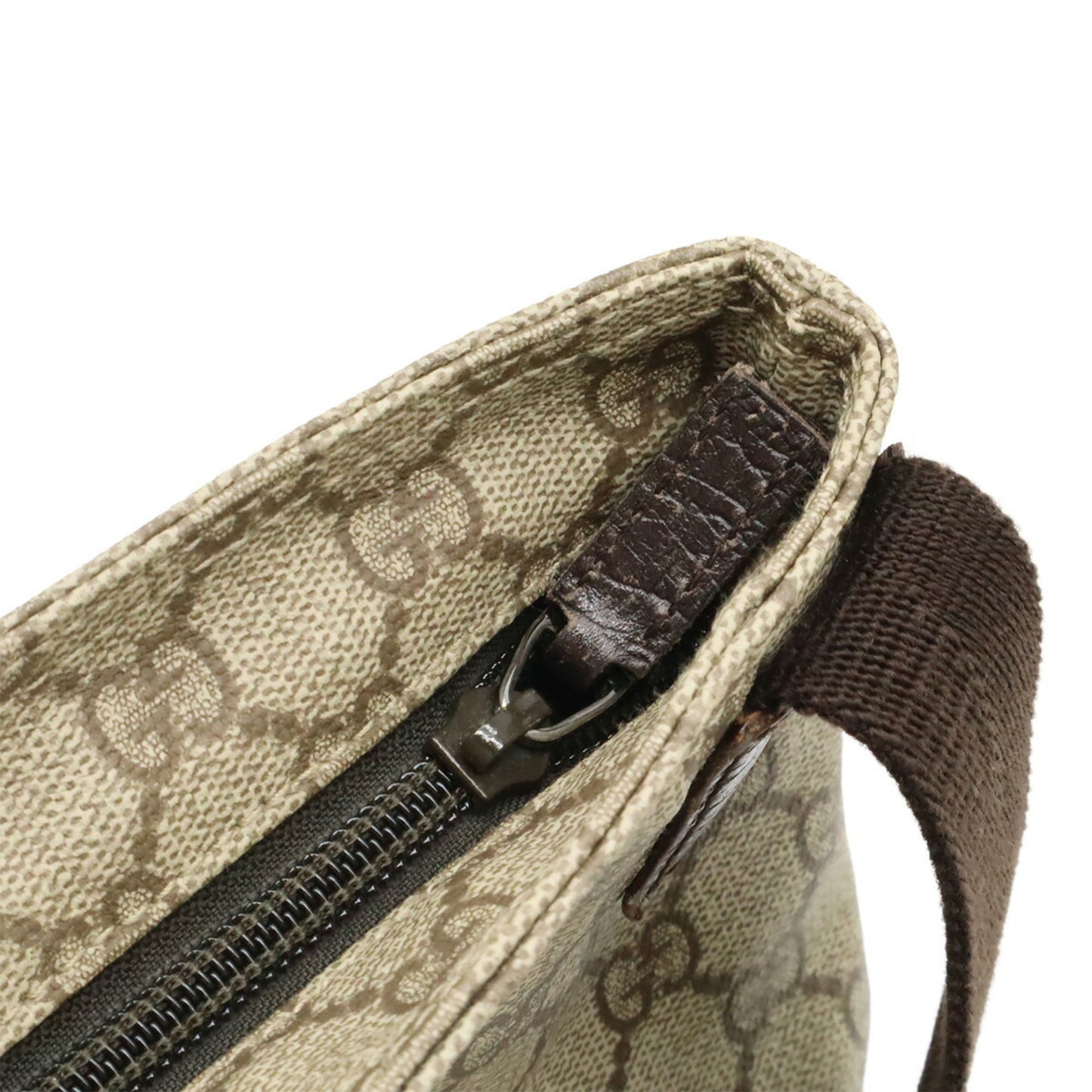 Gucci Beige Dark Brown Pvc Leather Shoulder Bag ( )
