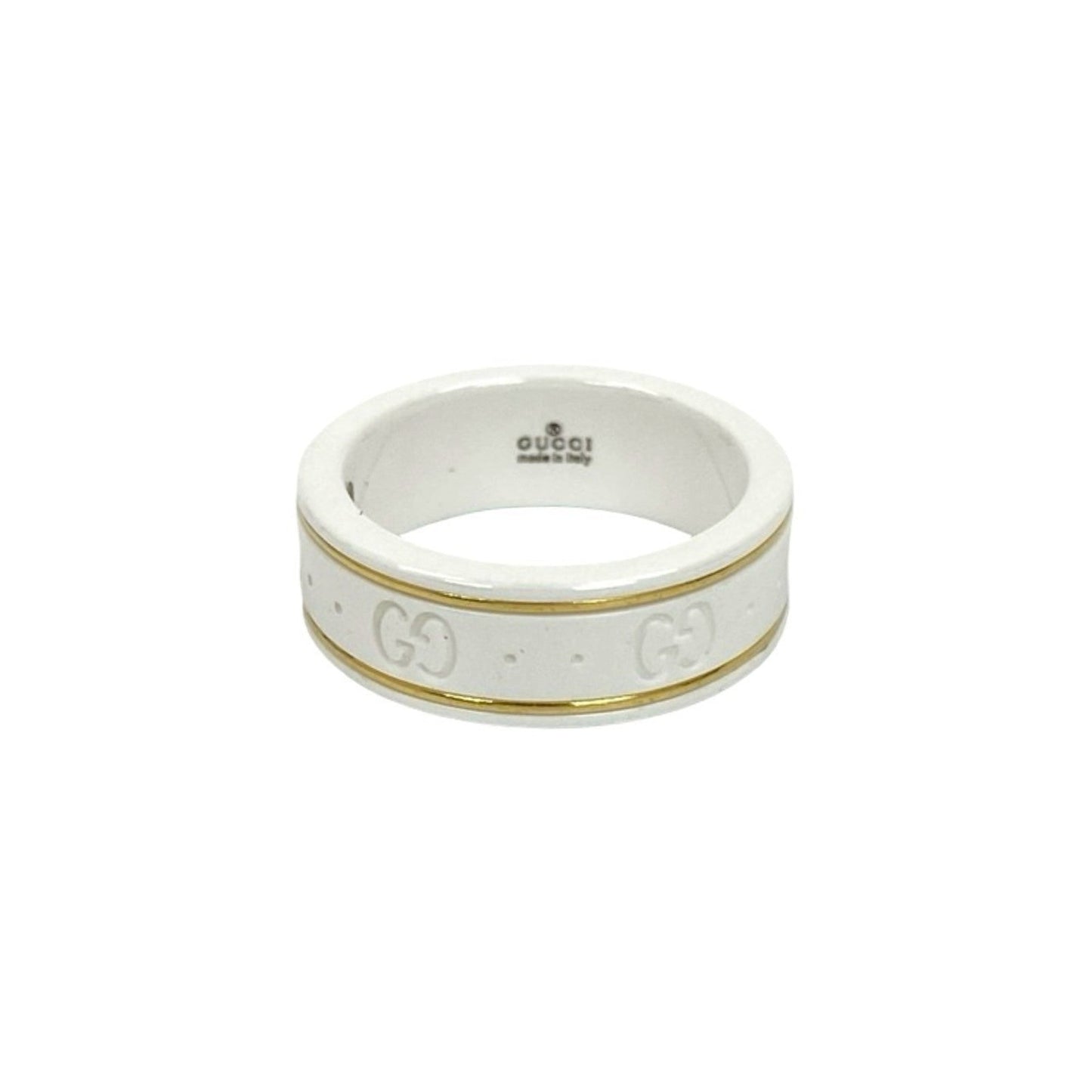 Gucci Gold White Ceramic Band Ring ( )