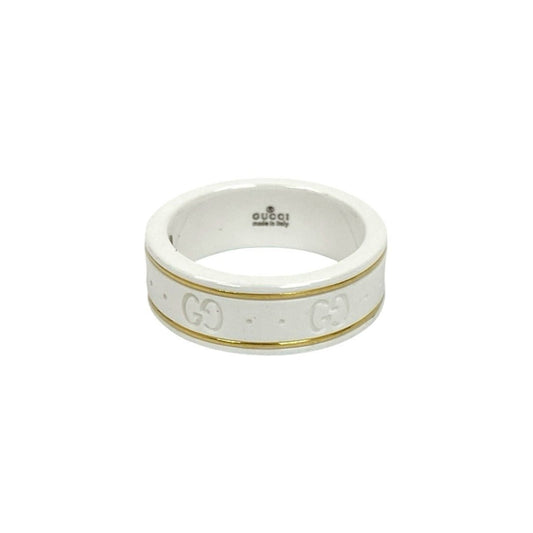 Gucci Gold White Ceramic Band Ring ( )