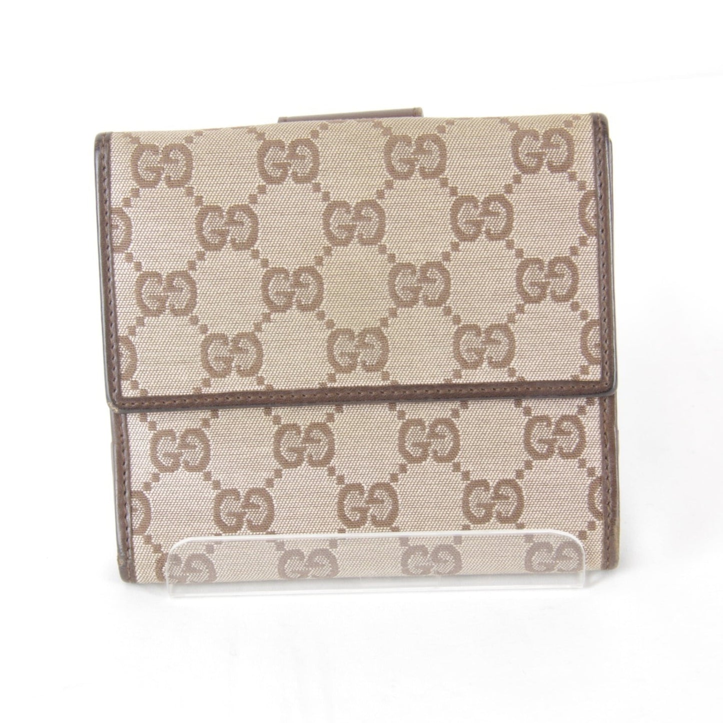 Gucci Brown Gg Canvas Leather Wallet (Bi-Fold) ( )
