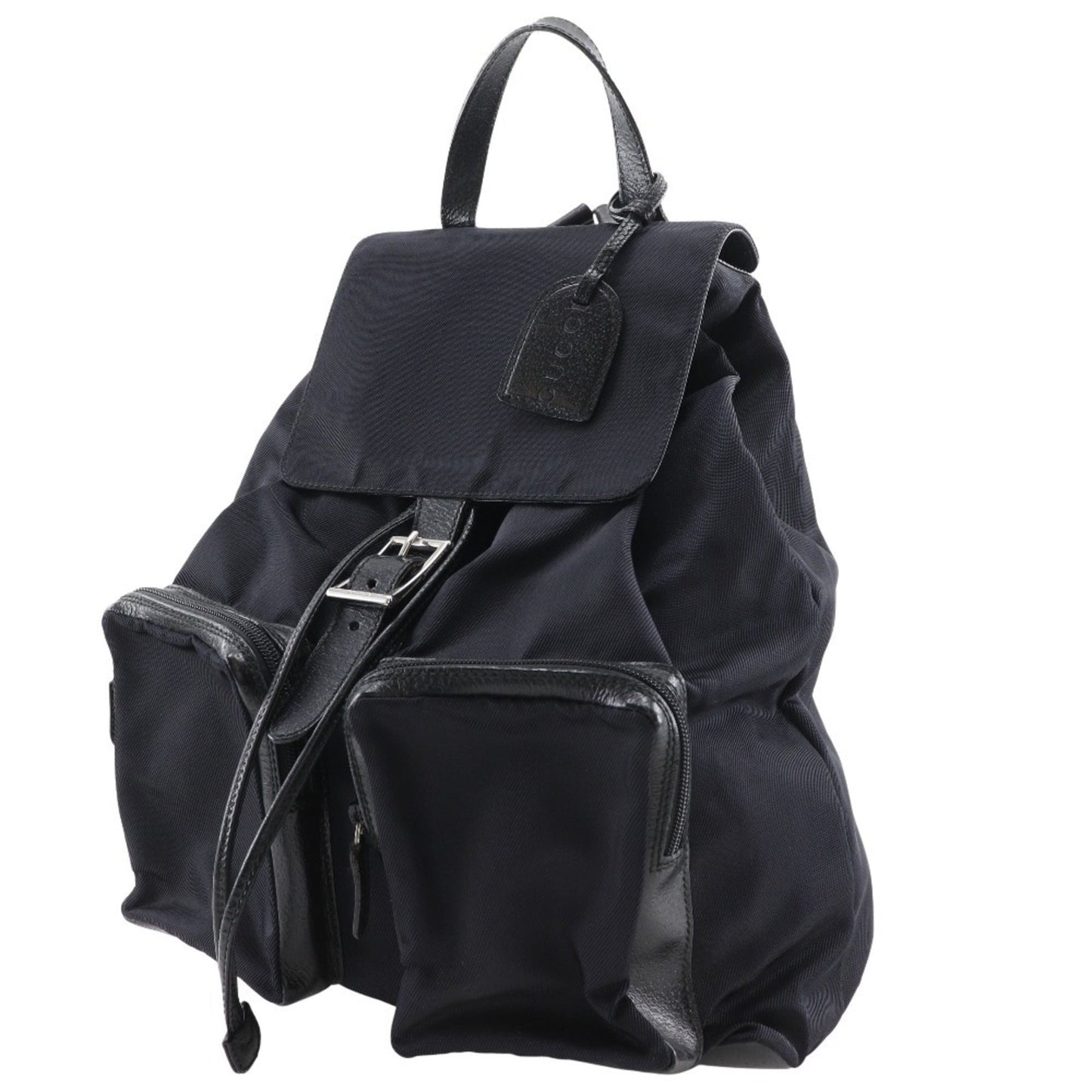 Gucci Black Nylon Canvas Leather Backpack ( )