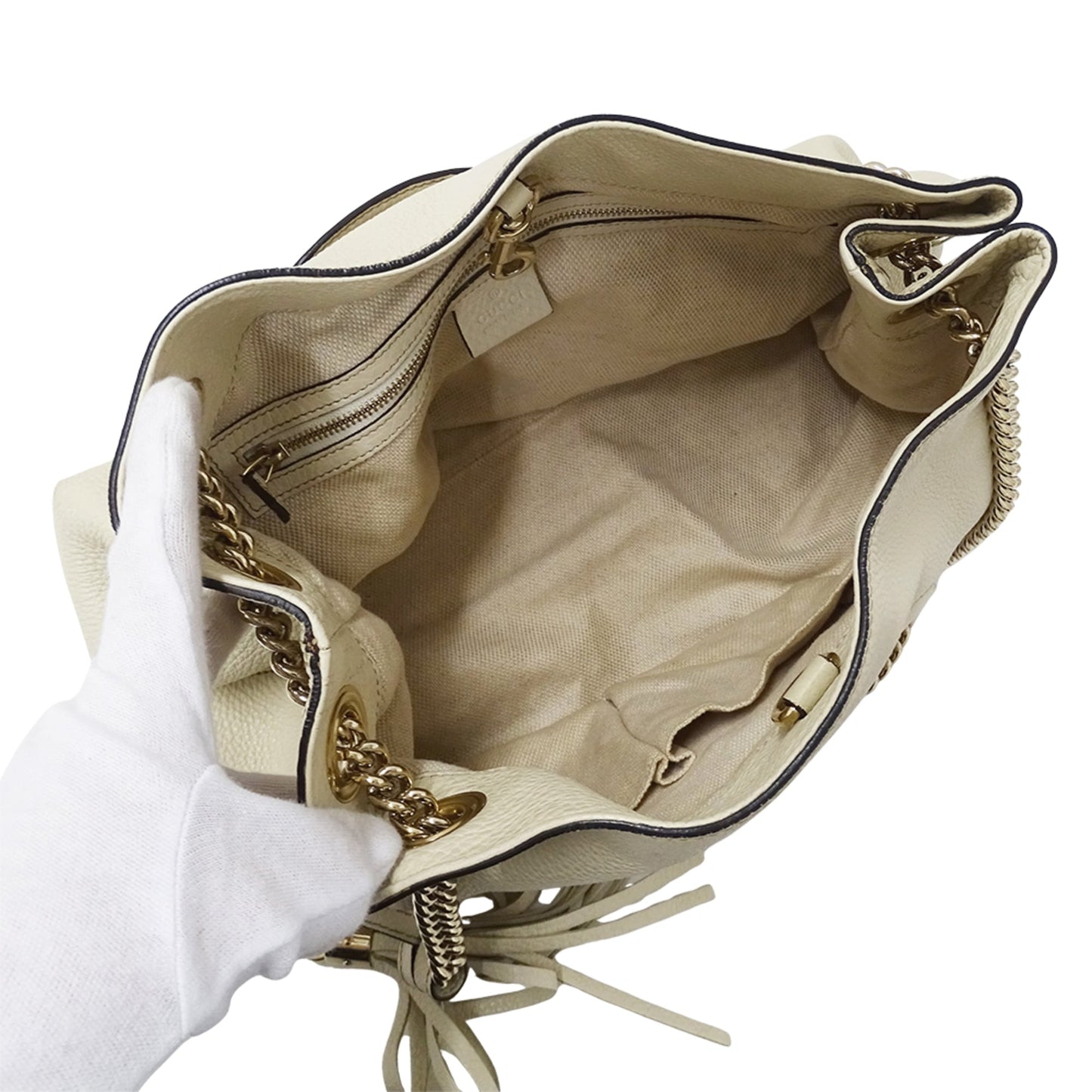 Gucci White Leather Tote Bag ( )